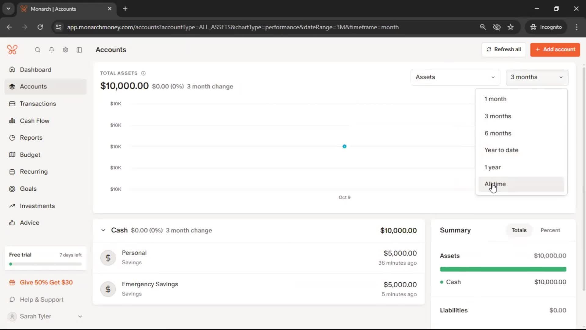 Adding an account screenshot