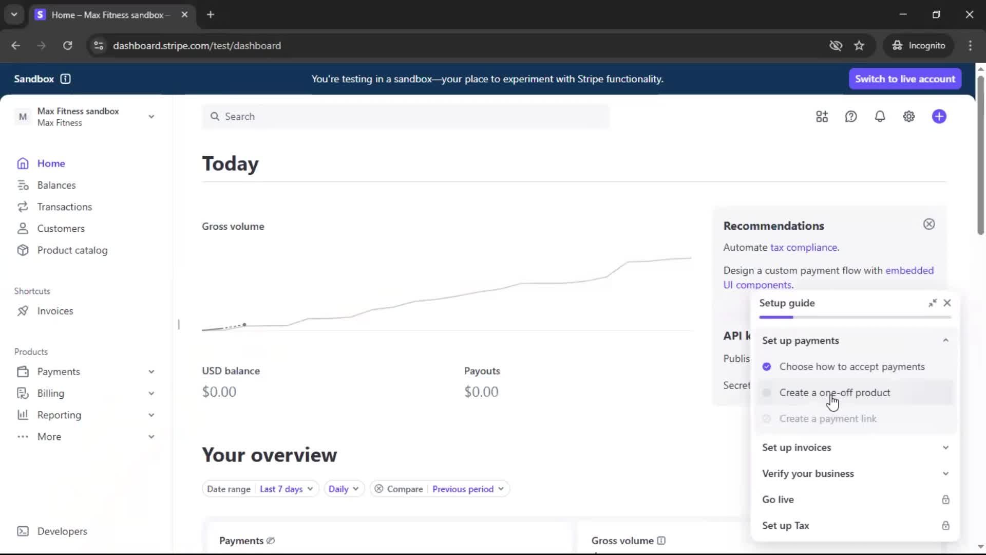 Creating an account screenshot