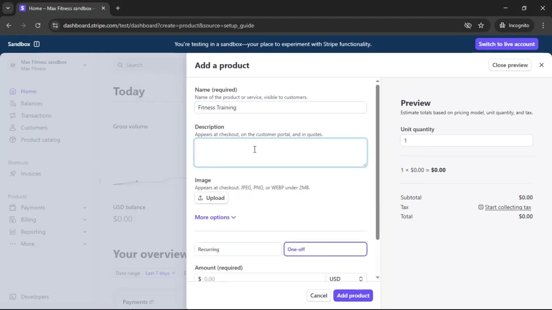 Creating an account screenshot