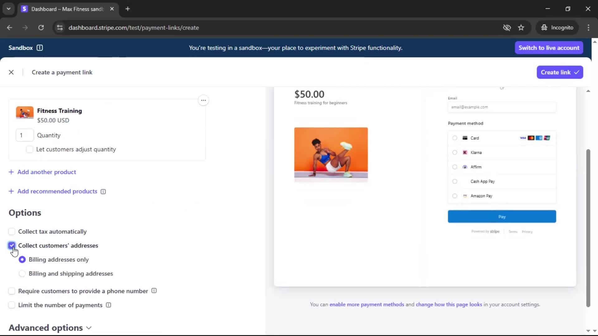 Creating an account screenshot