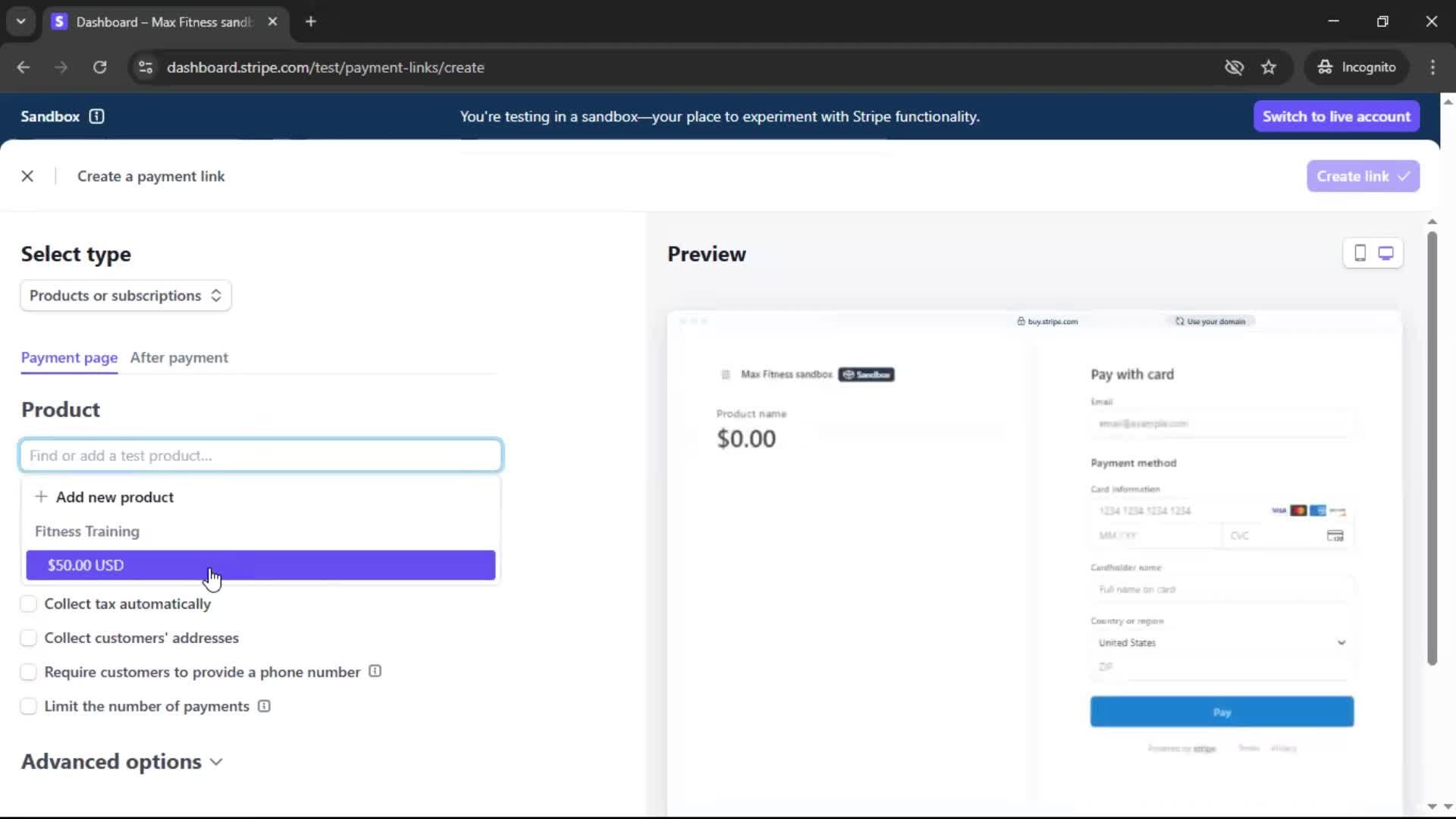 Creating an account screenshot