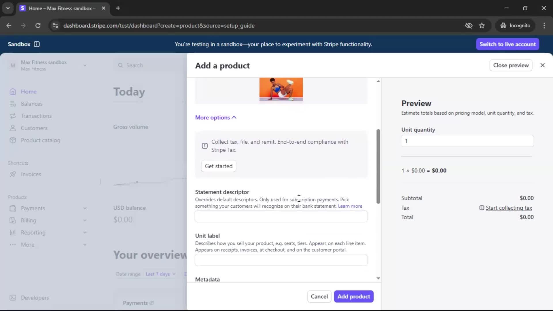 Creating an account screenshot