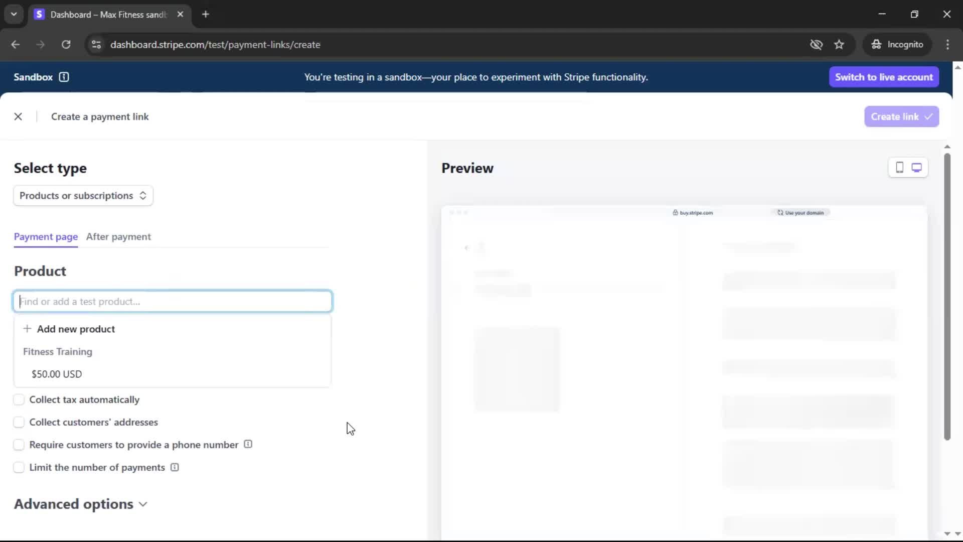 Creating an account screenshot