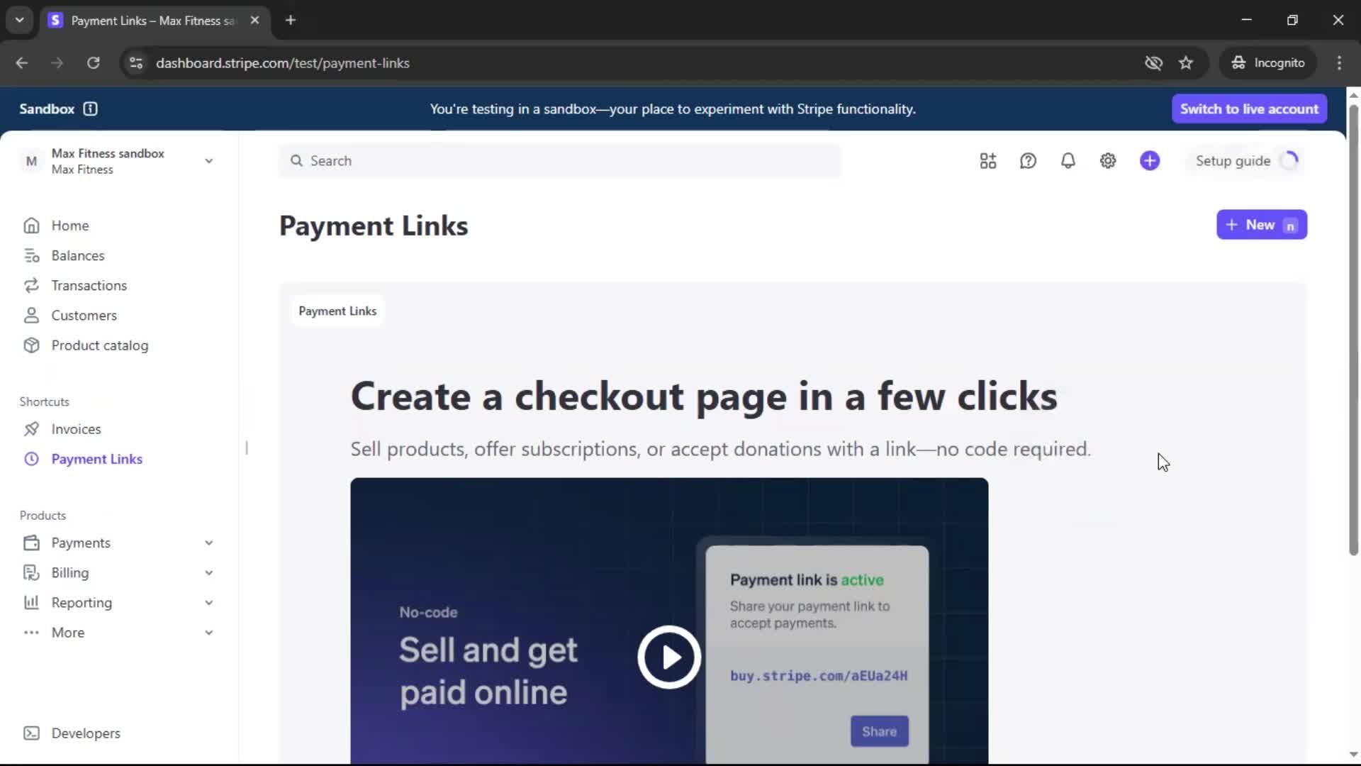 Creating an account screenshot