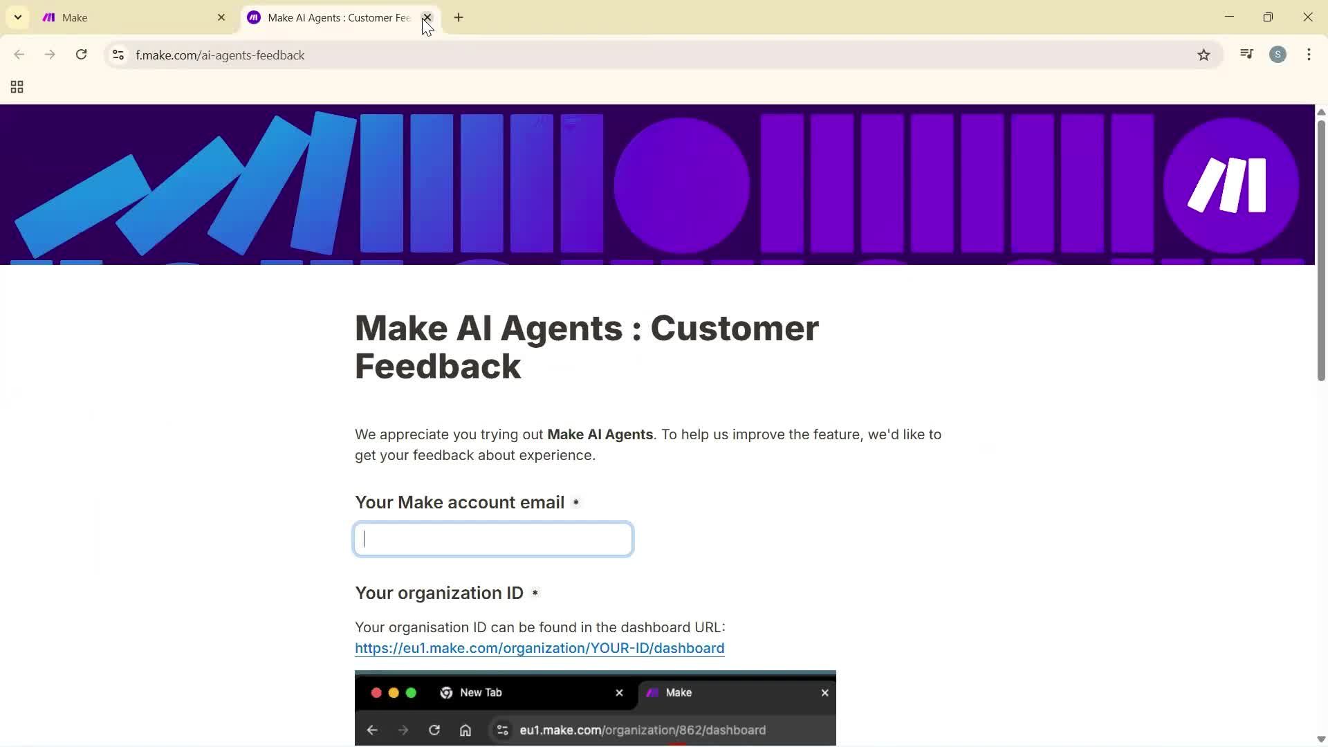 Finding an agent screenshot