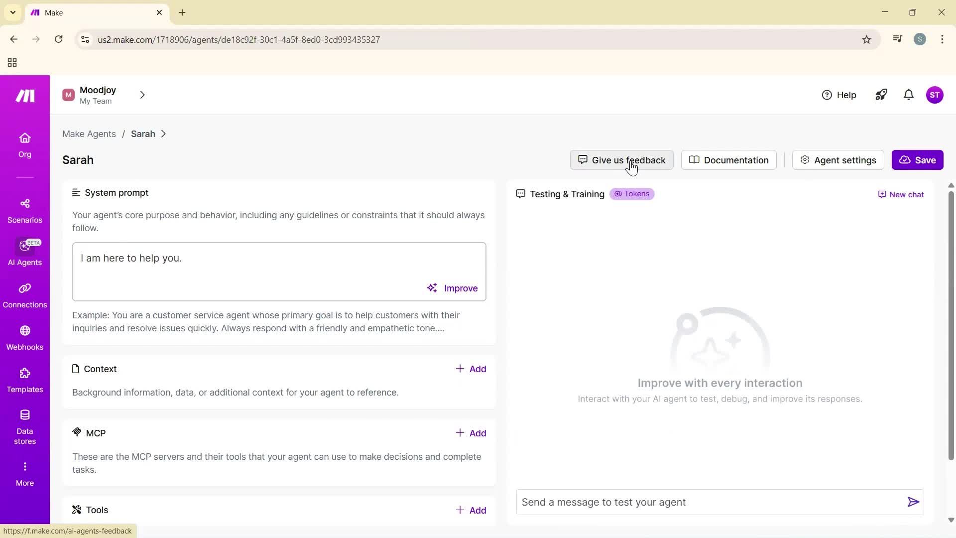 Finding an agent screenshot