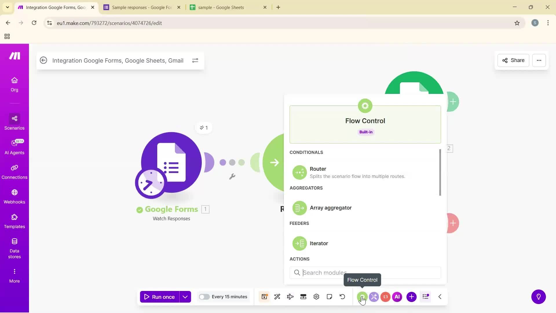 Creating an automation workflow screenshot