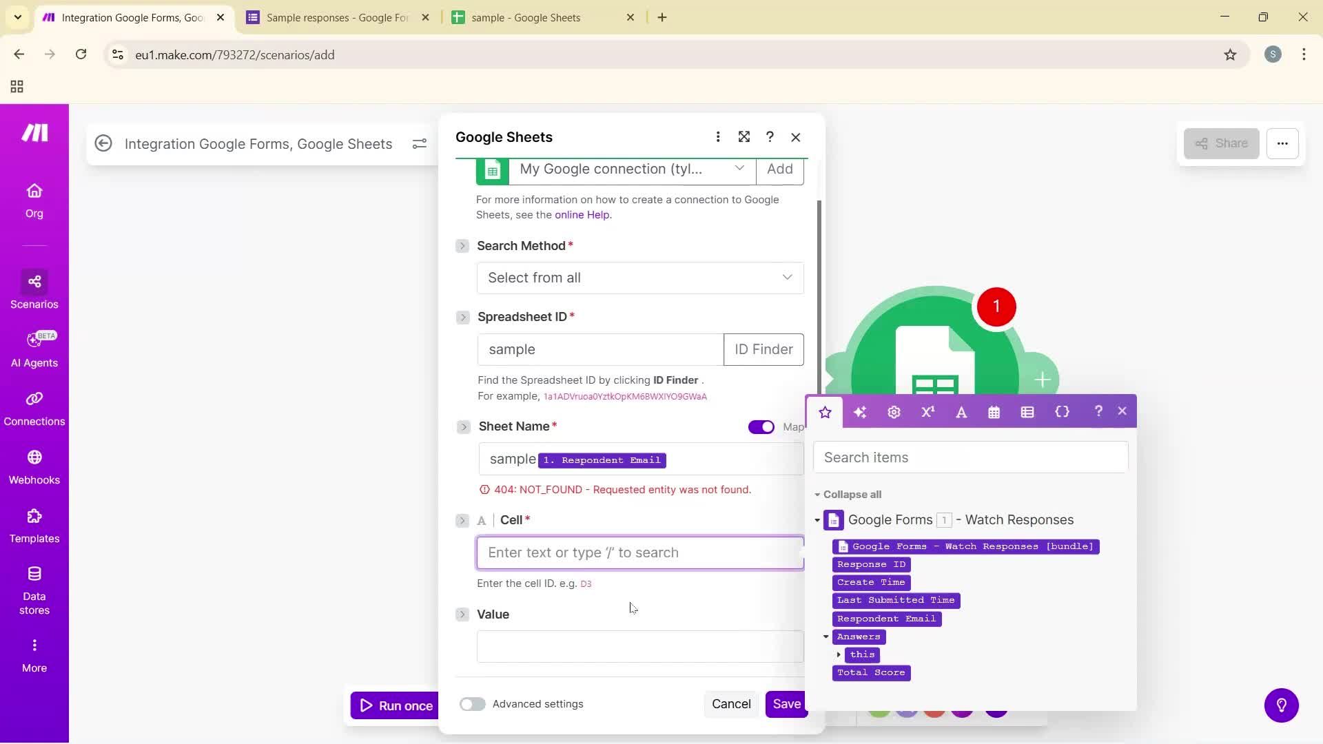 Creating an automation workflow screenshot