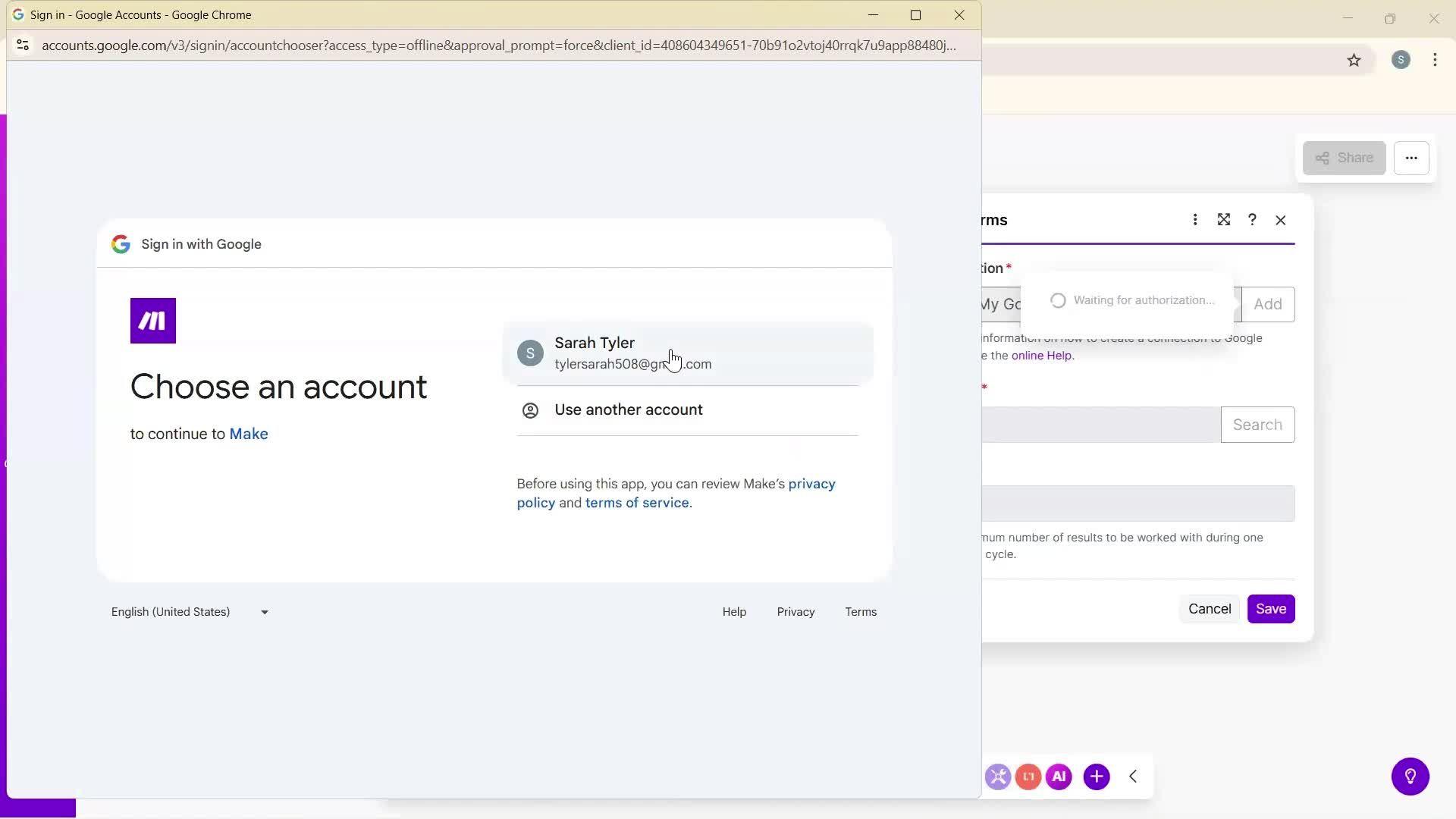 Creating an automation workflow screenshot