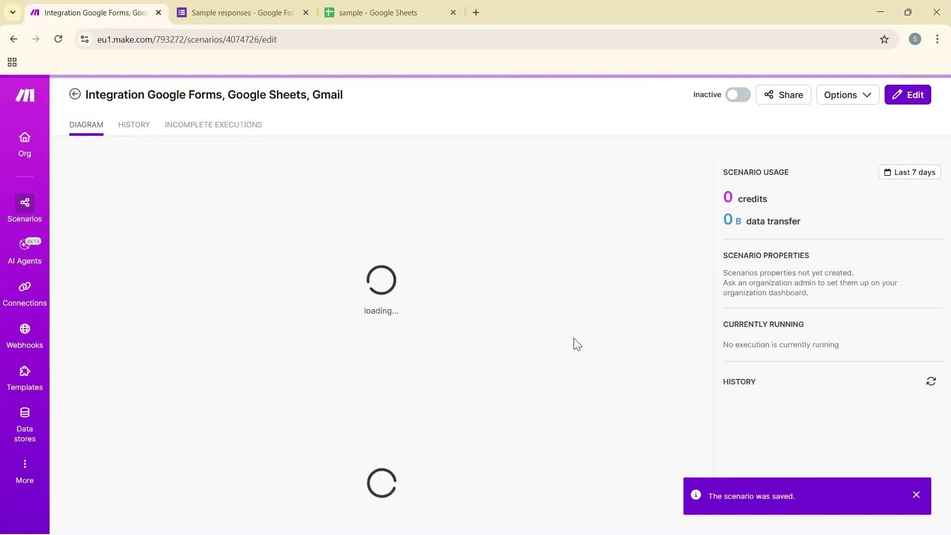 Creating an automation workflow screenshot