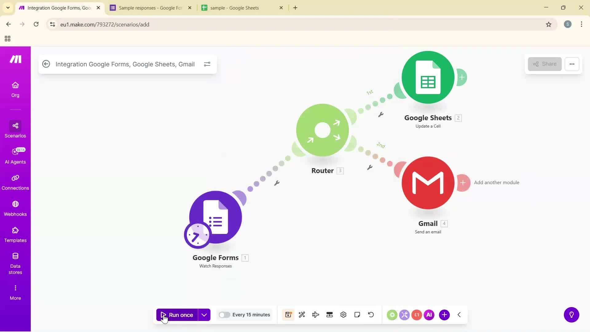 Creating an automation workflow screenshot