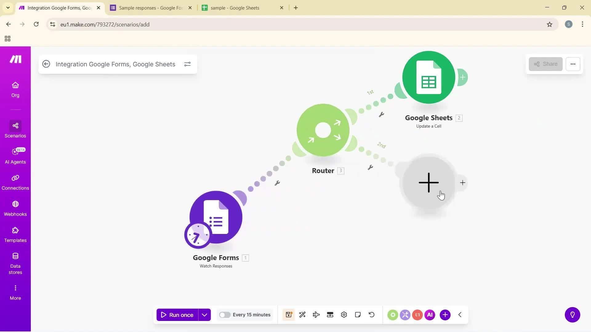 Creating an automation workflow screenshot