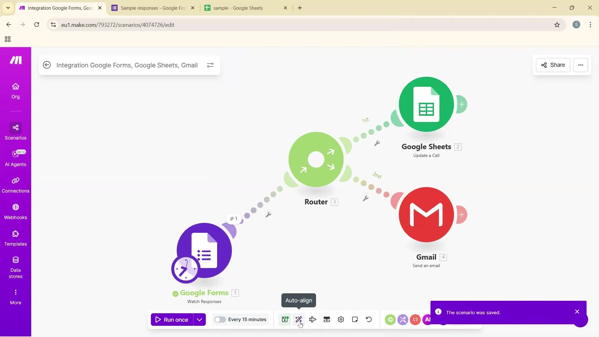 Creating an automation workflow screenshot