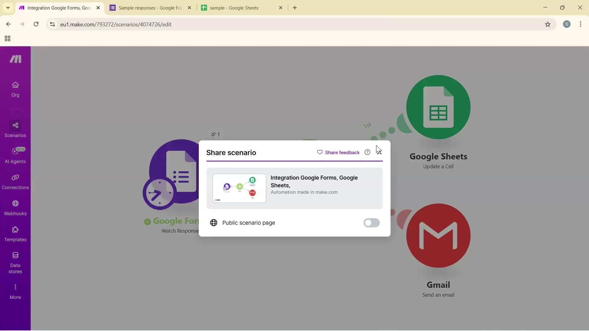 Creating an automation workflow screenshot