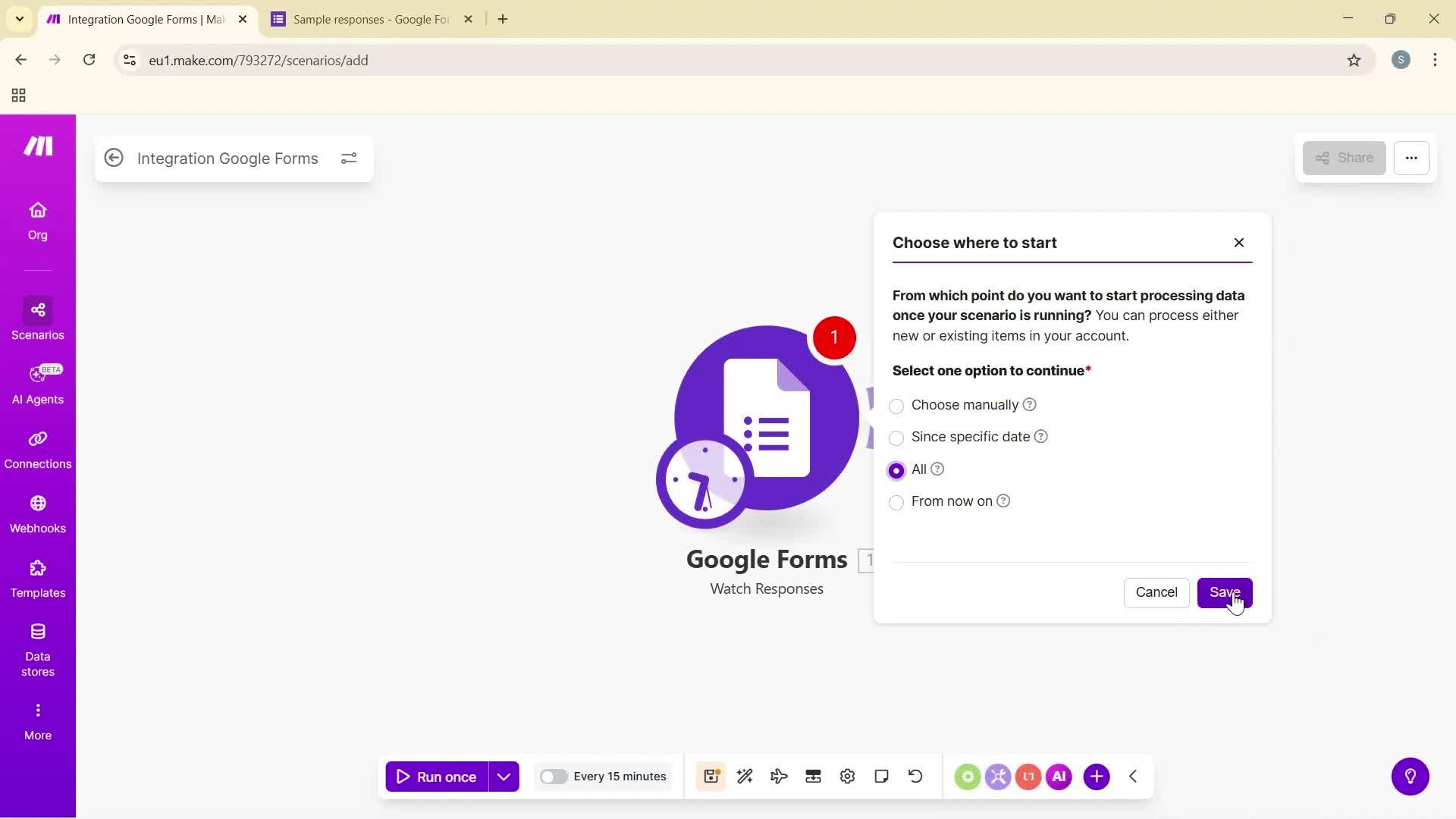 Creating an automation workflow screenshot
