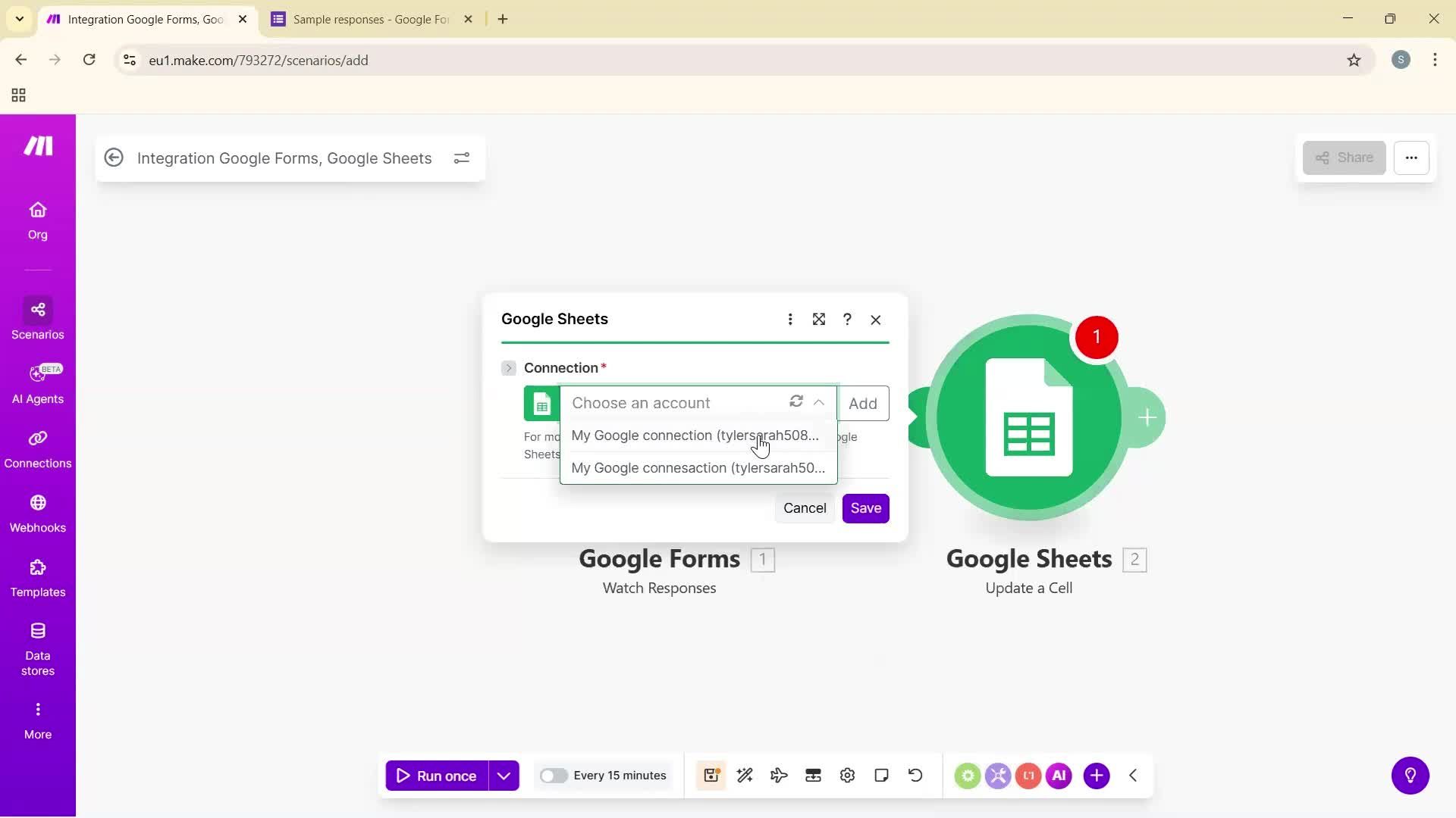 Creating an automation workflow screenshot