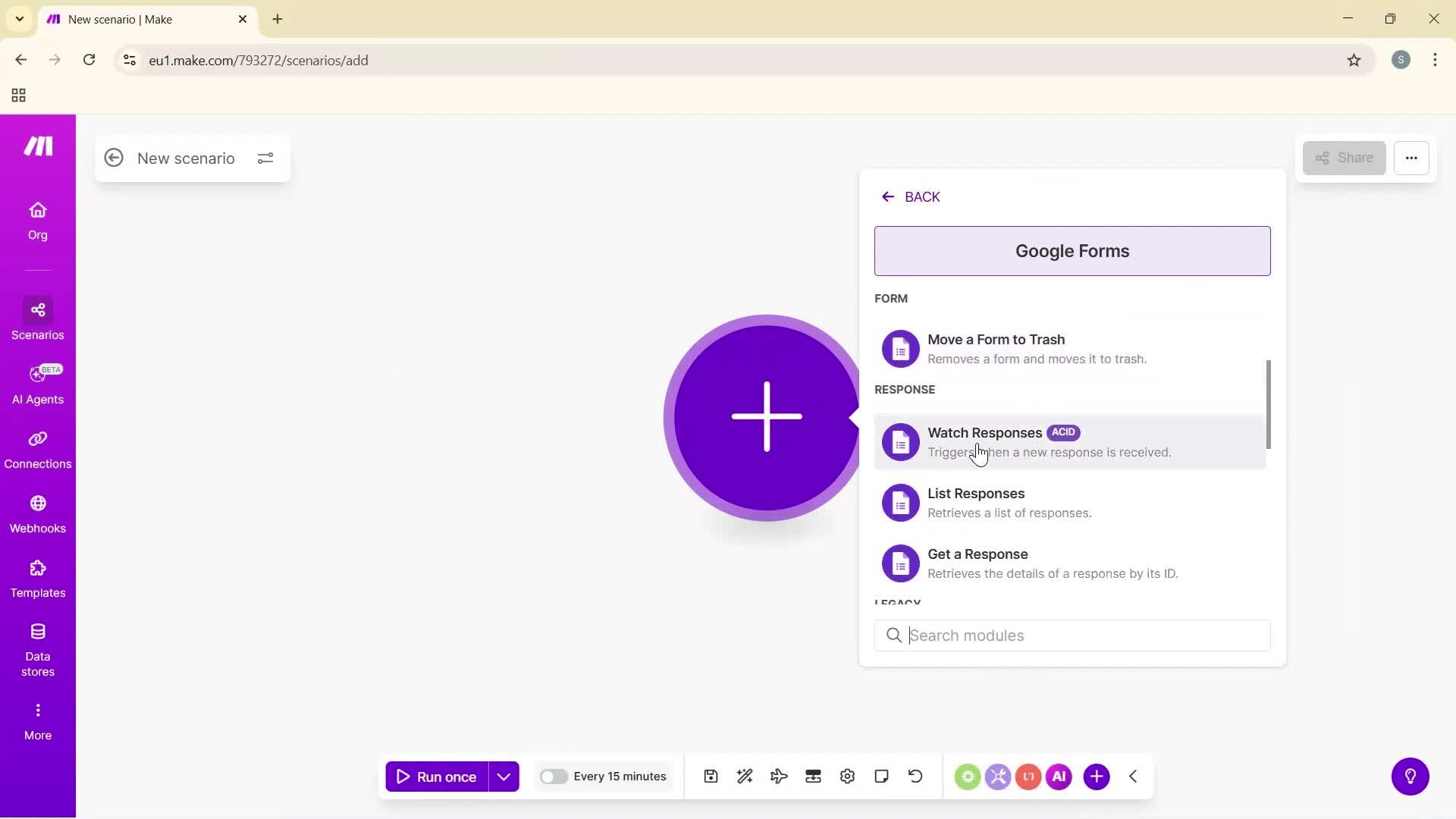 Creating an automation workflow screenshot