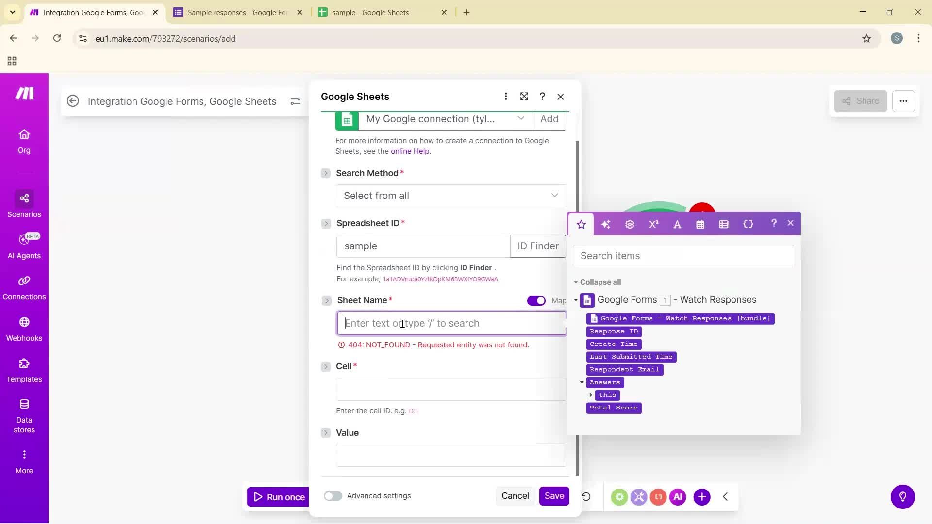 Creating an automation workflow screenshot