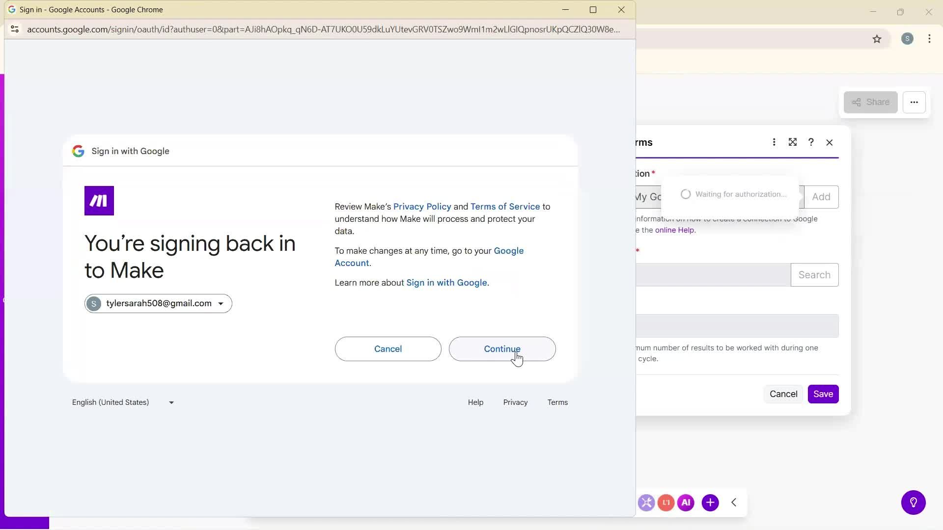 Creating an automation workflow screenshot