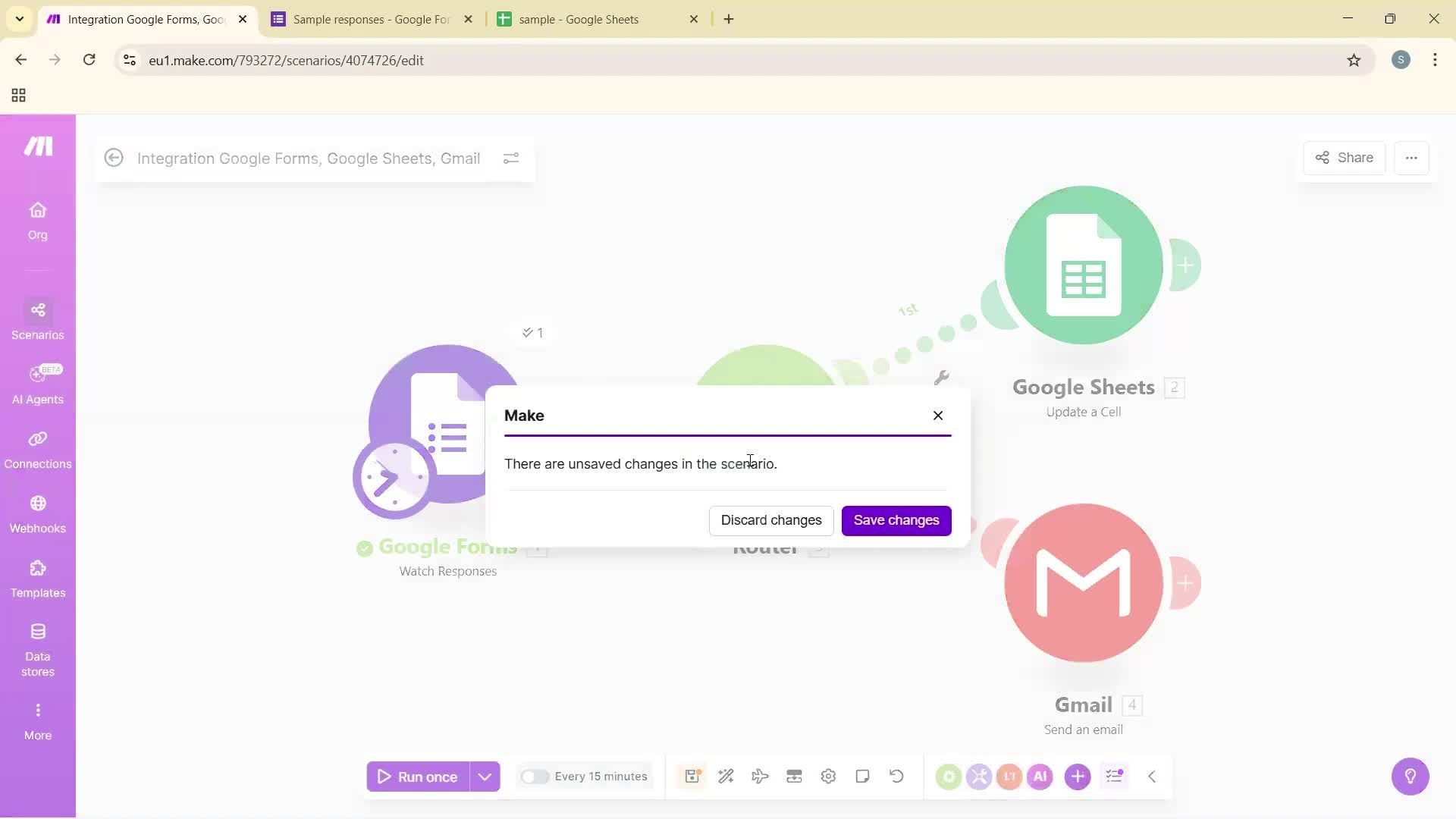 Creating an automation workflow screenshot