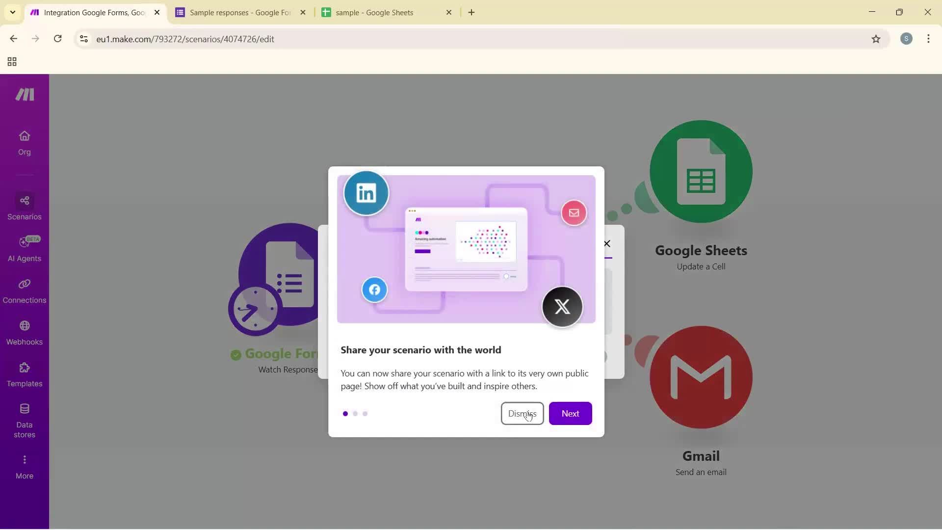 Creating an automation workflow screenshot