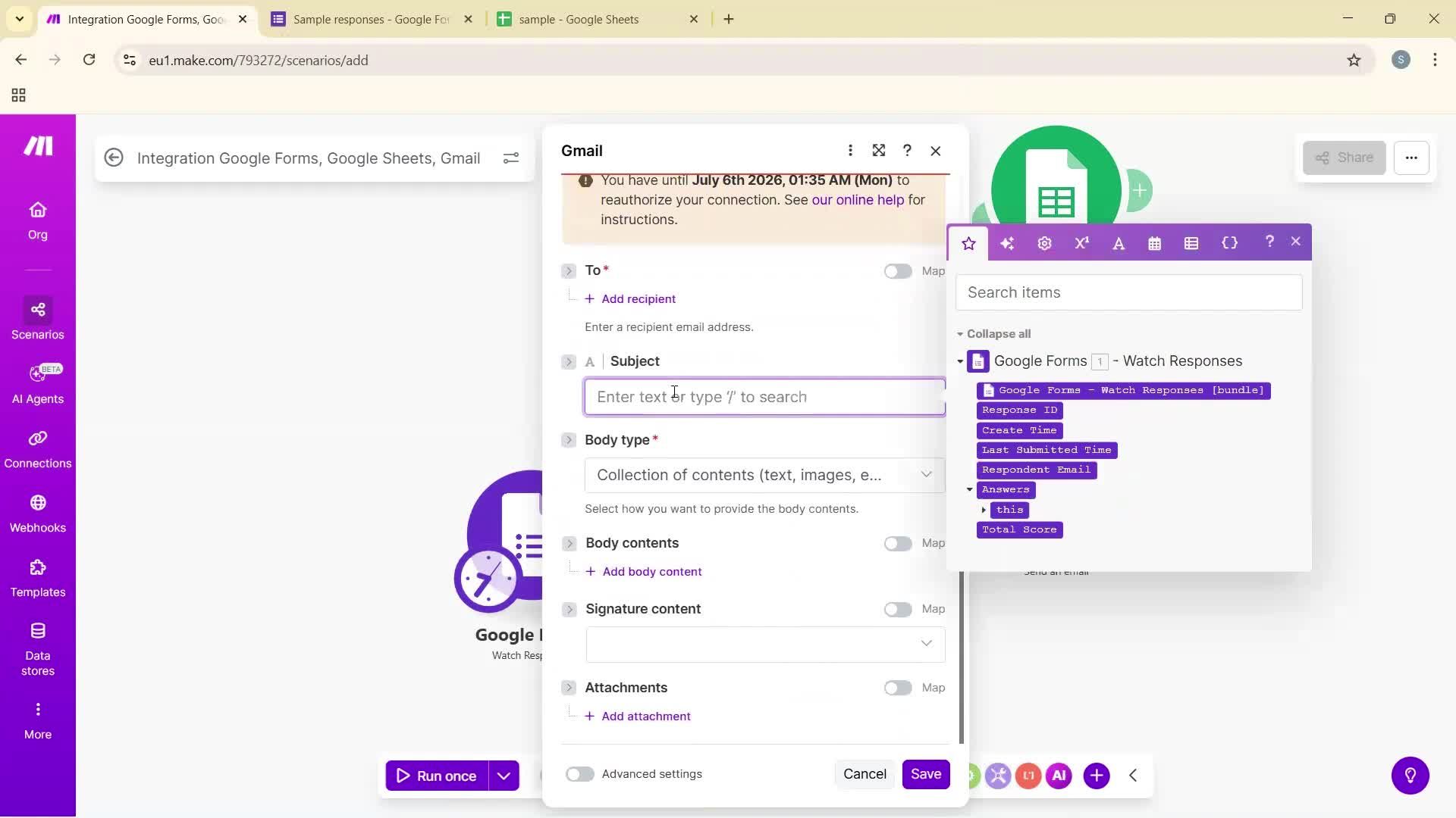 Creating an automation workflow screenshot