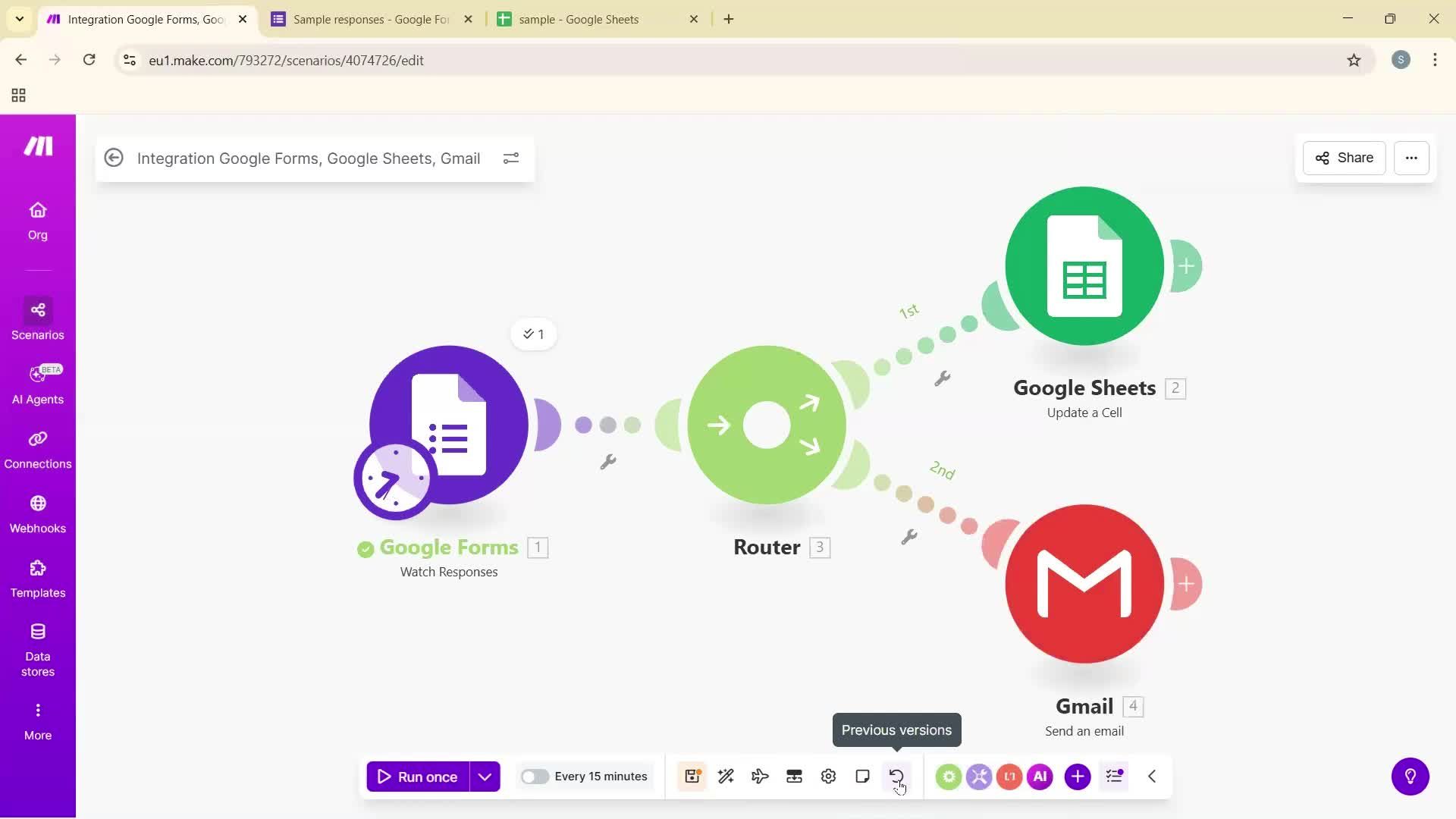 Creating an automation workflow screenshot