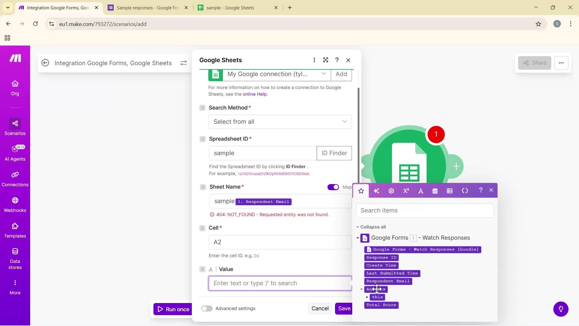 Creating an automation workflow screenshot