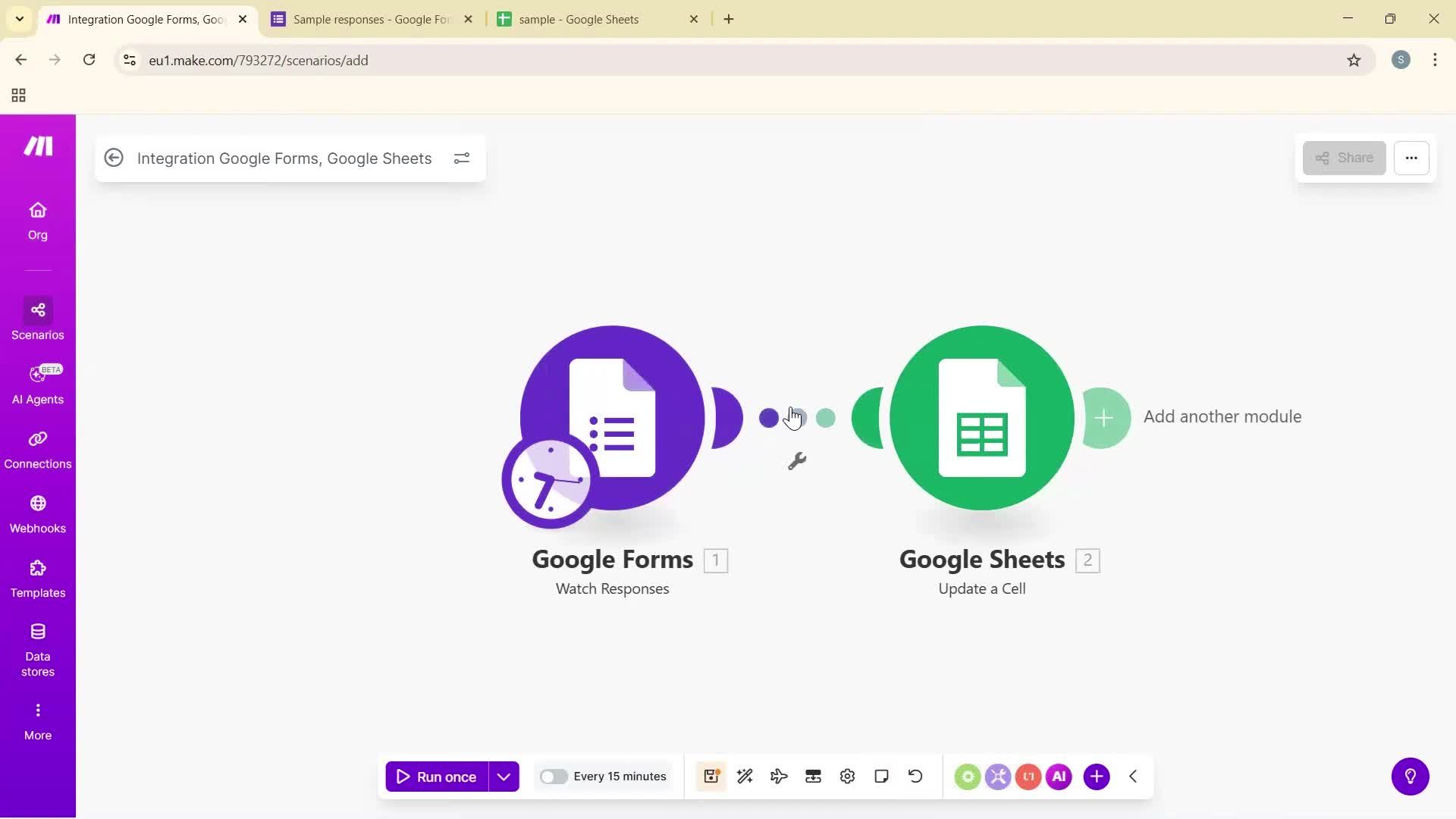 Creating an automation workflow screenshot