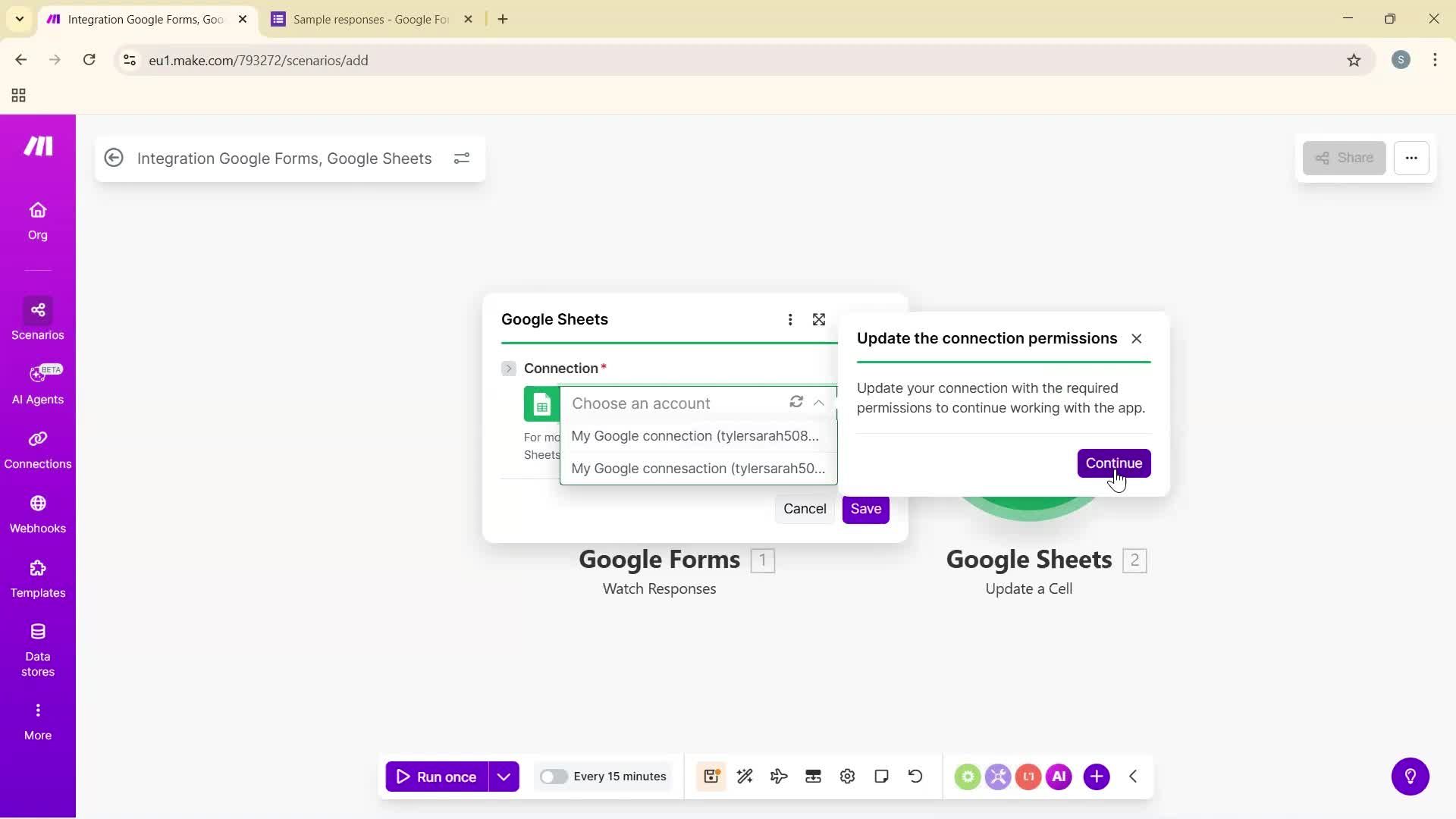 Creating an automation workflow screenshot