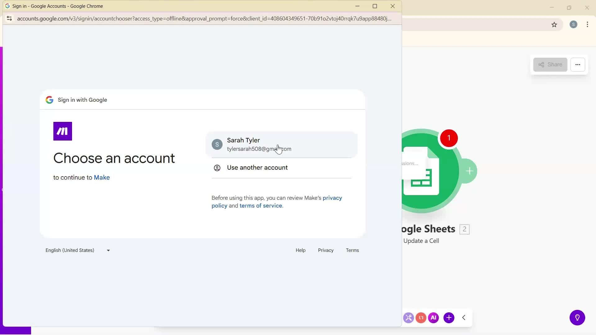 Creating an automation workflow screenshot