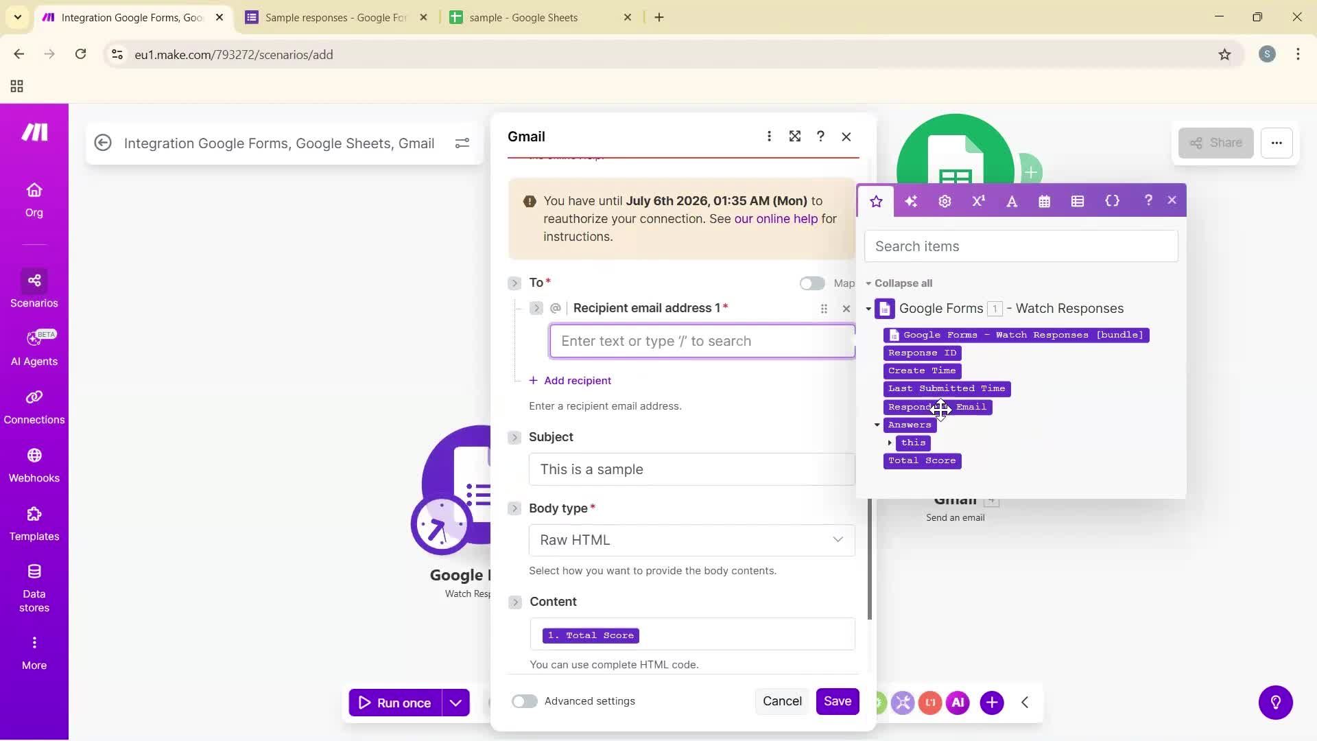 Creating an automation workflow screenshot