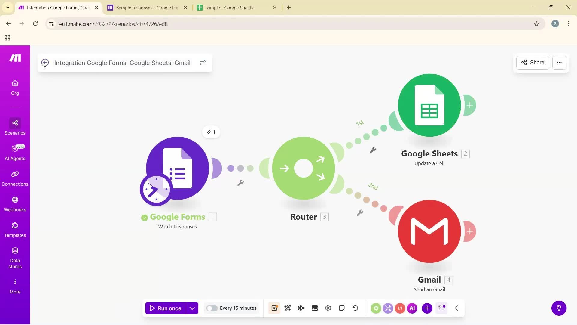 Creating an automation workflow screenshot