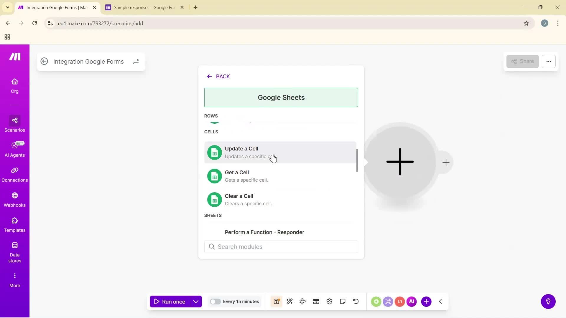 Creating an automation workflow screenshot