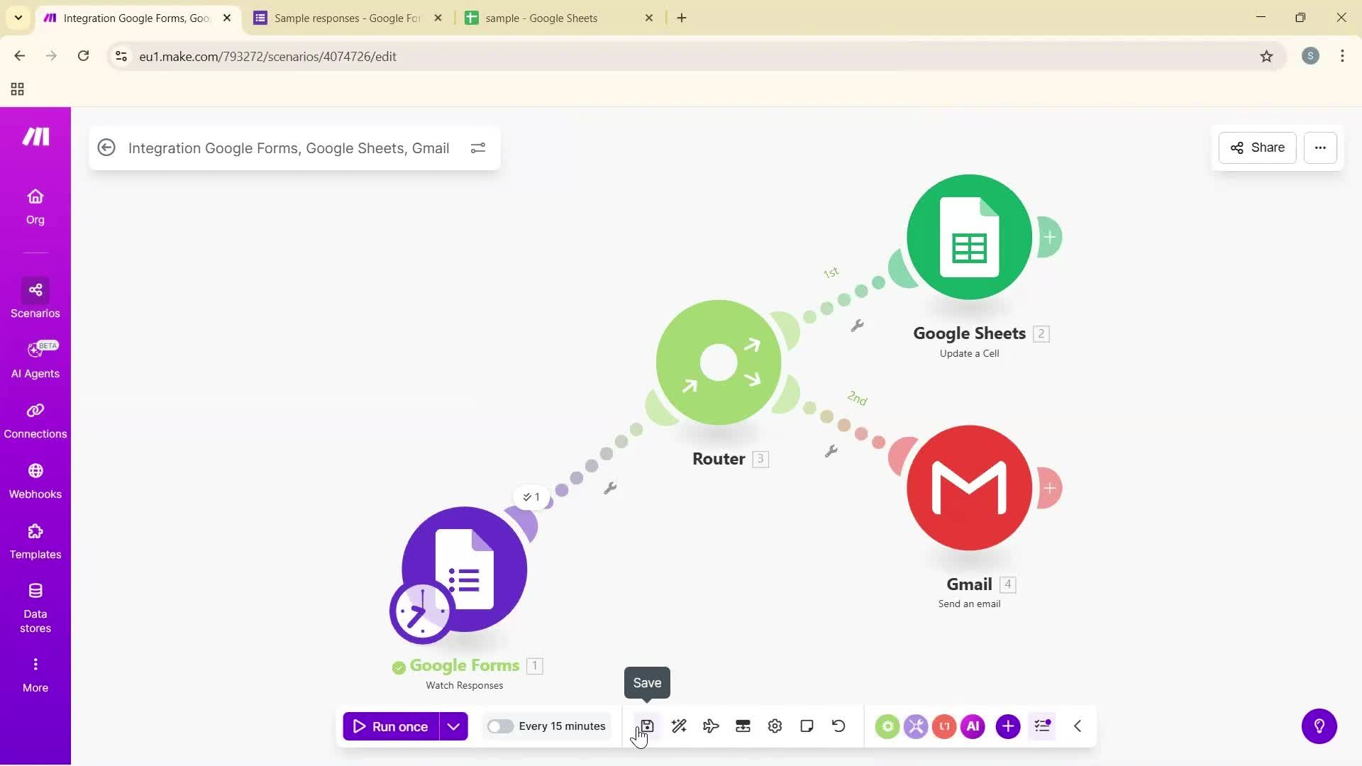 Creating an automation workflow screenshot