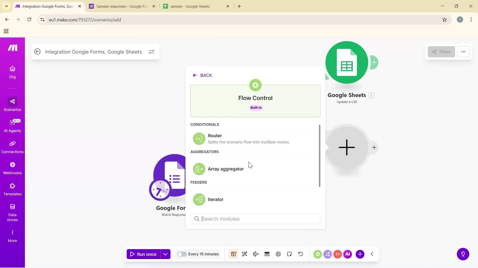 Creating an automation workflow screenshot
