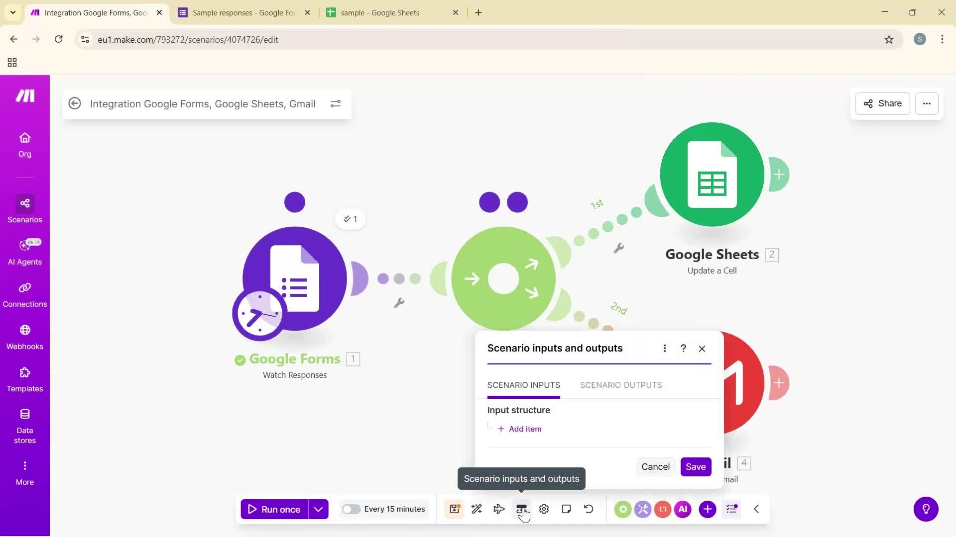 Creating an automation workflow screenshot