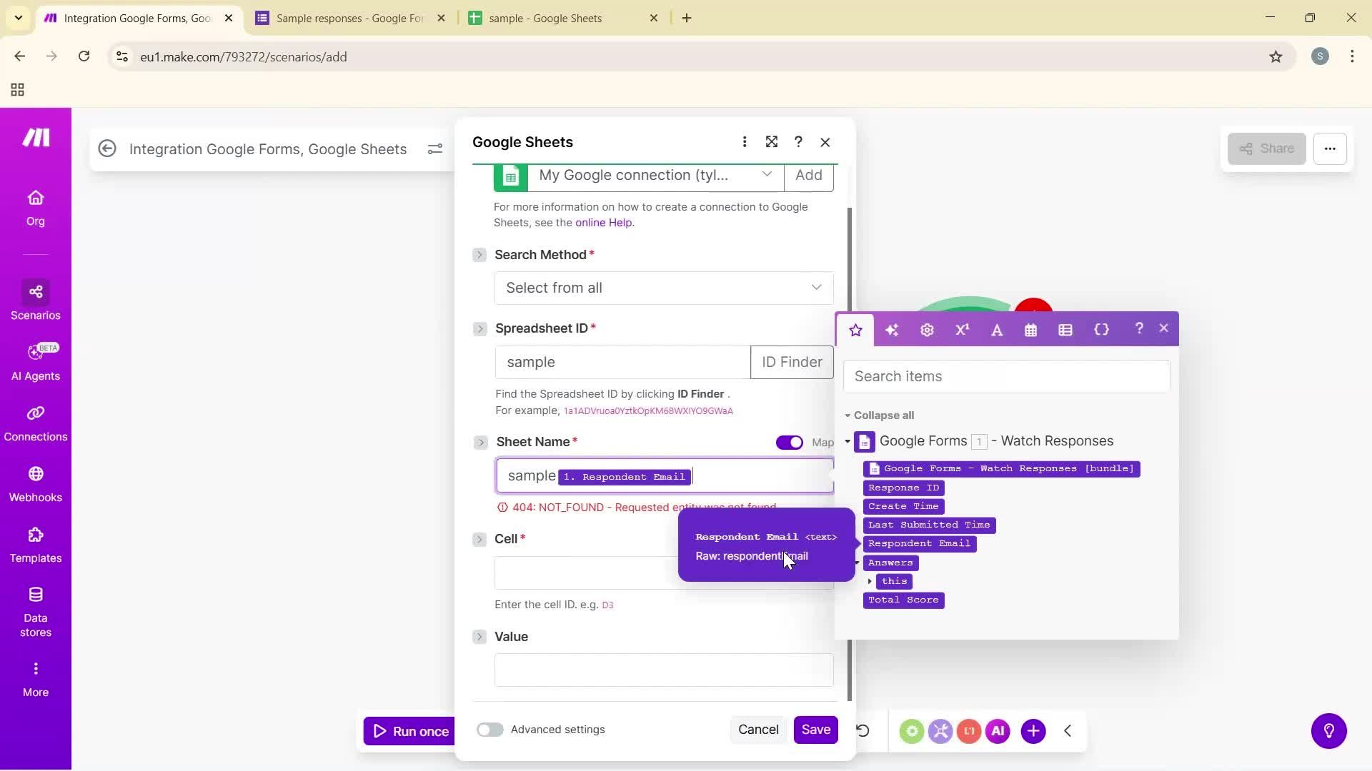 Creating an automation workflow screenshot
