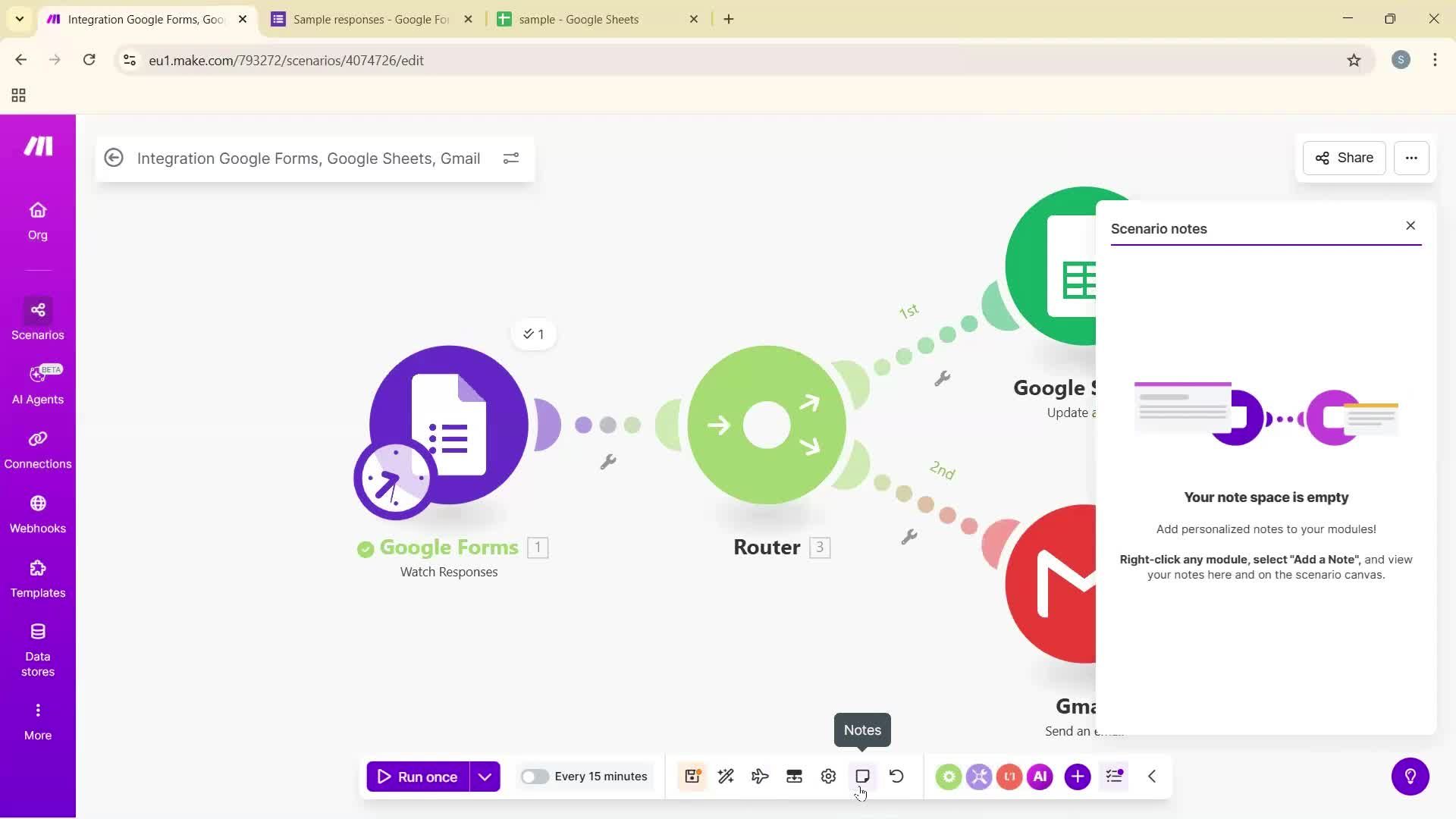 Creating an automation workflow screenshot