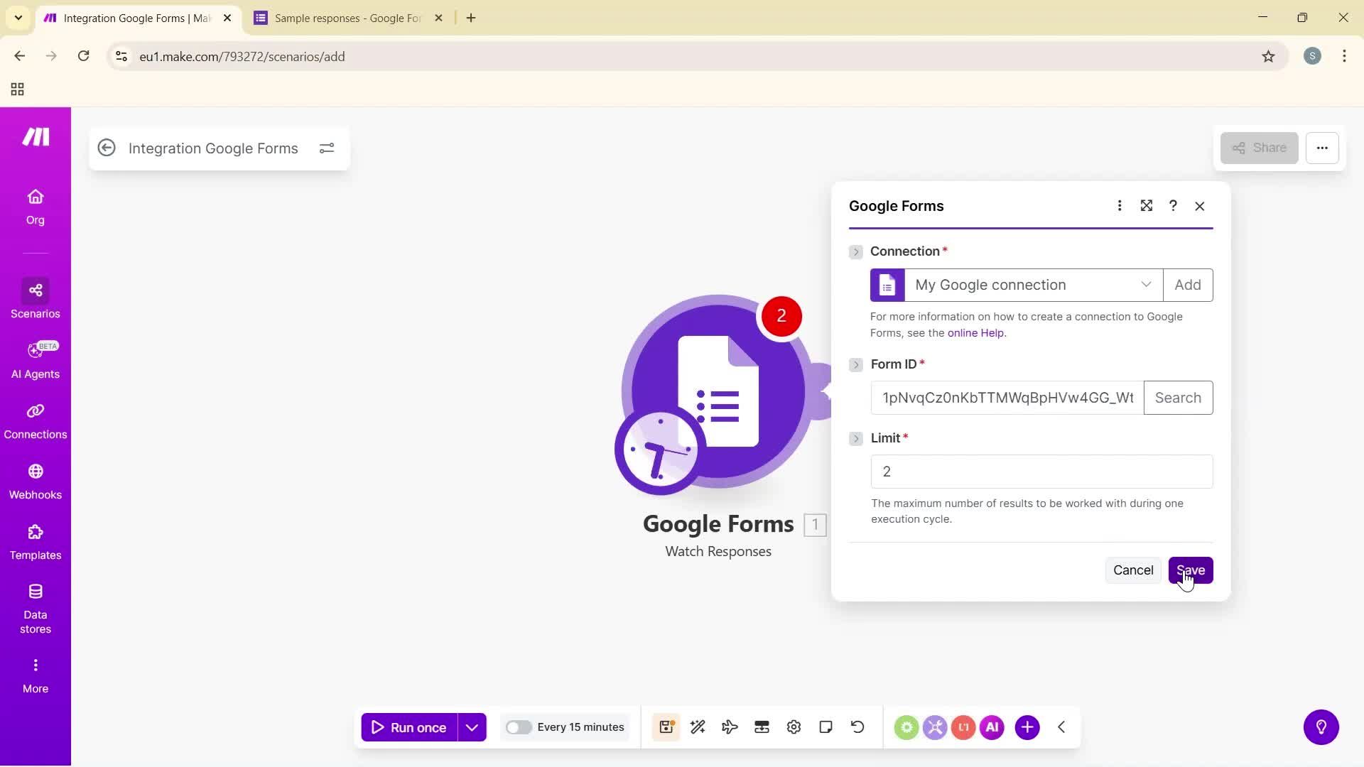 Creating an automation workflow screenshot