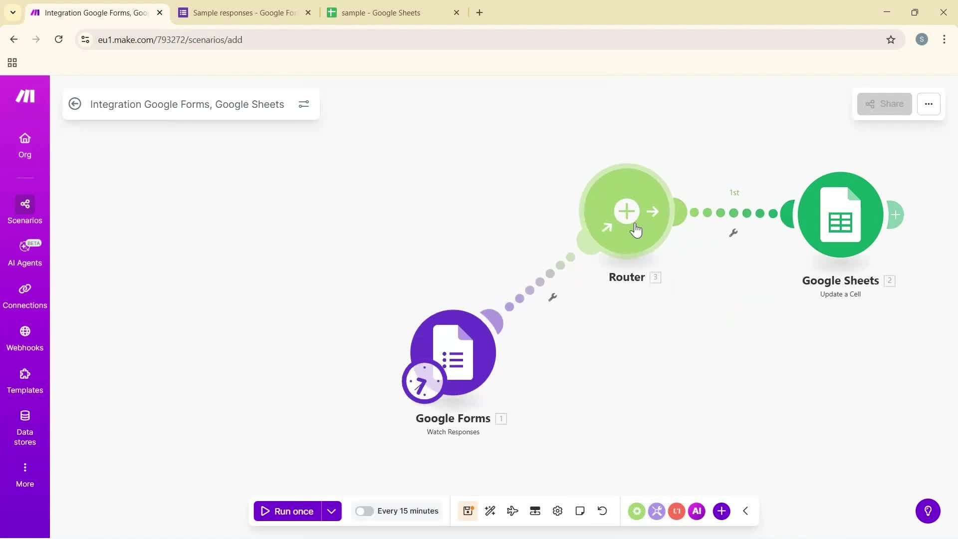 Creating an automation workflow screenshot