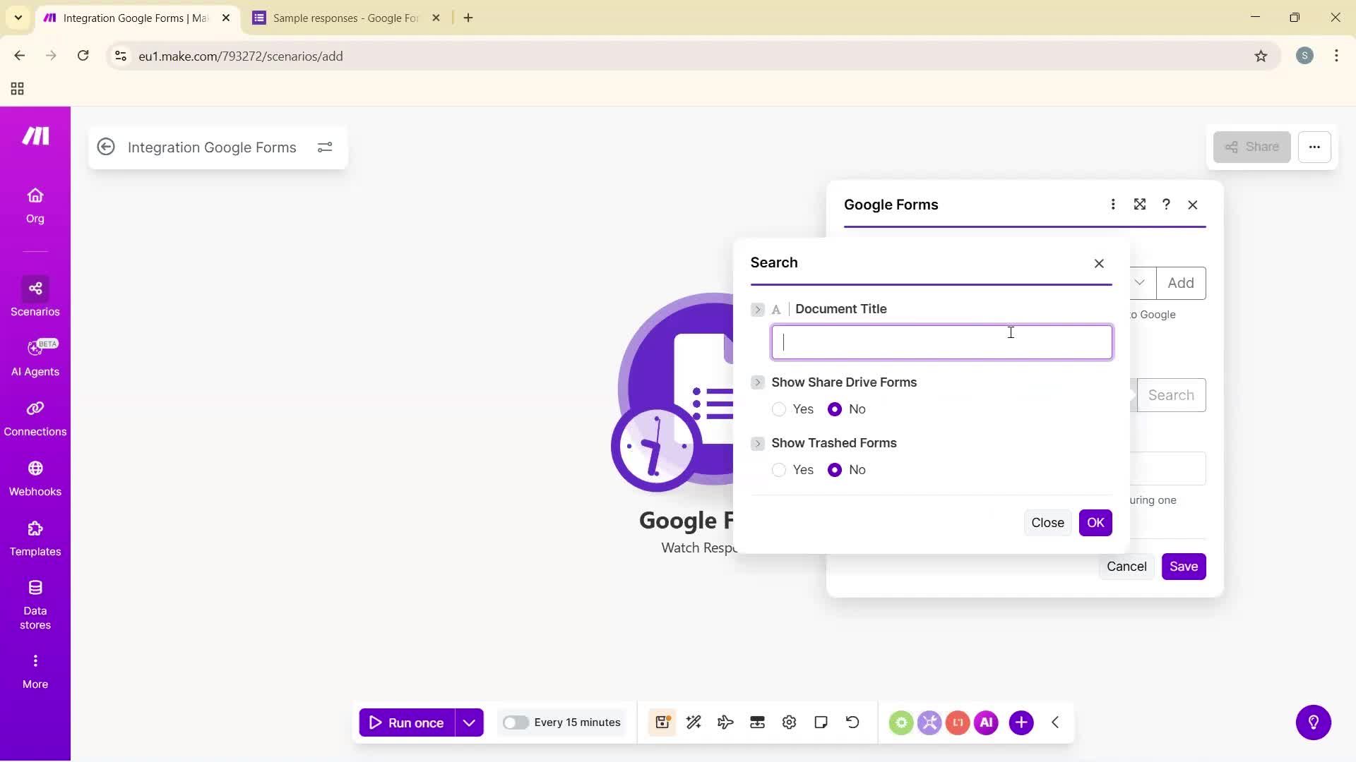 Creating an automation workflow screenshot