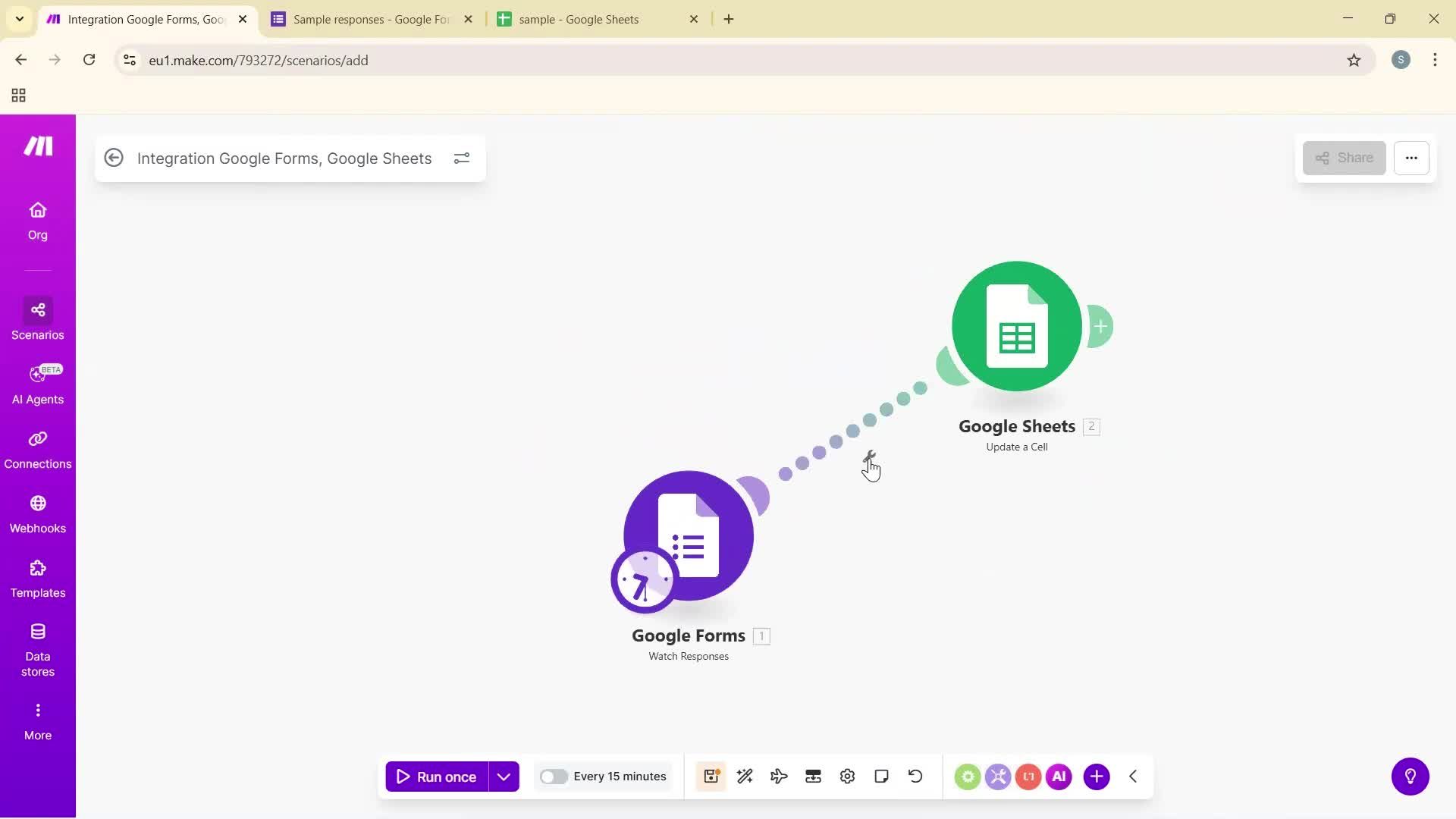 Creating an automation workflow screenshot