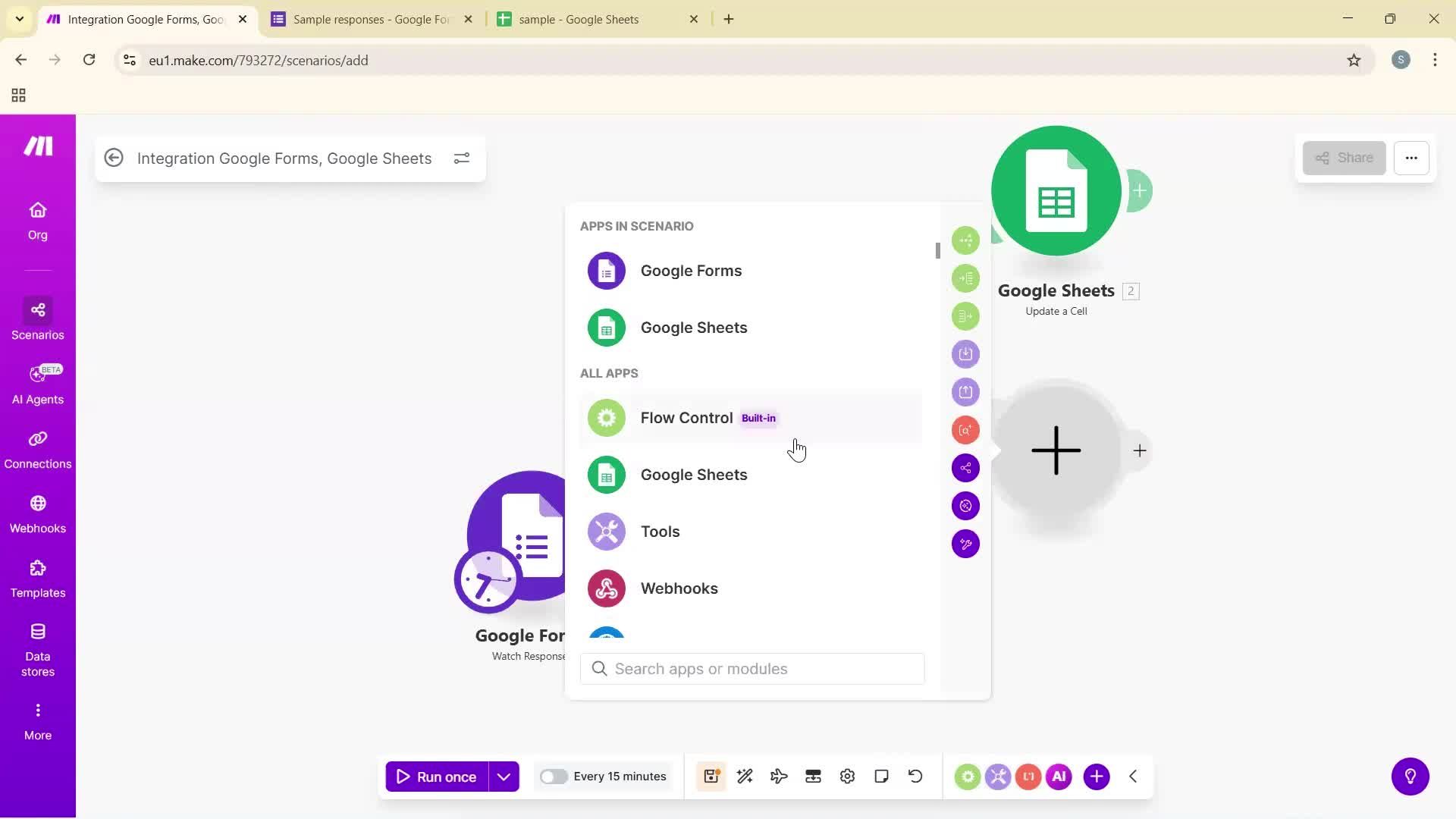 Creating an automation workflow screenshot