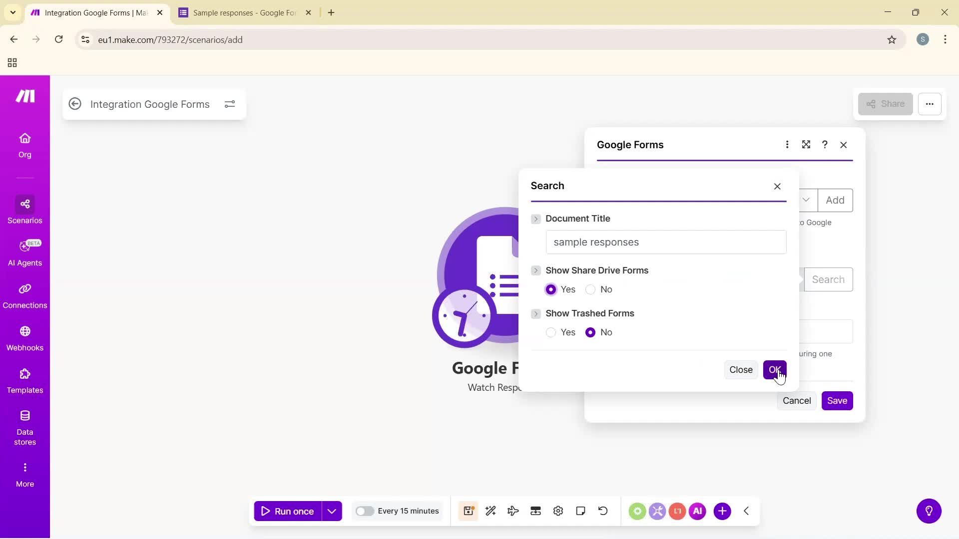 Creating an automation workflow screenshot