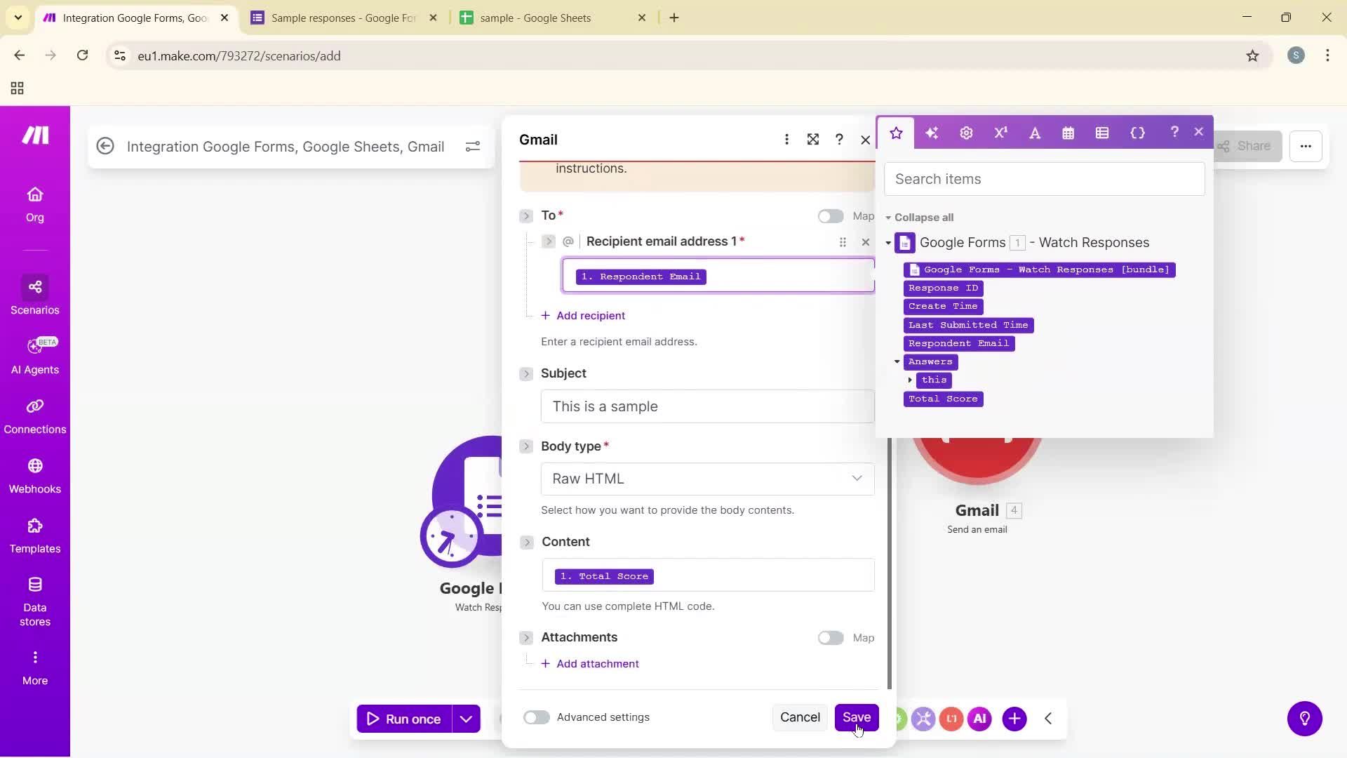Creating an automation workflow screenshot
