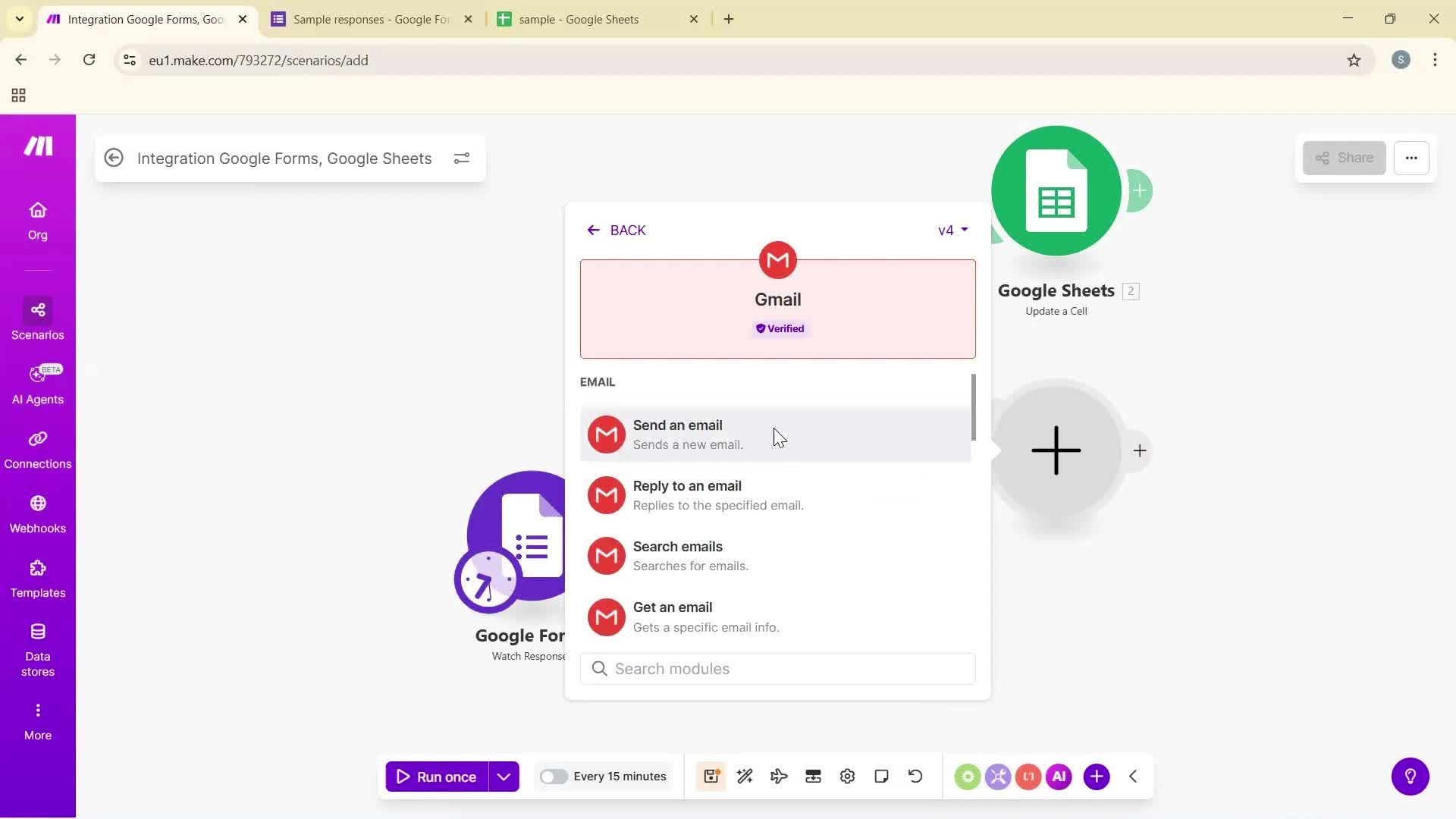 Creating an automation workflow screenshot