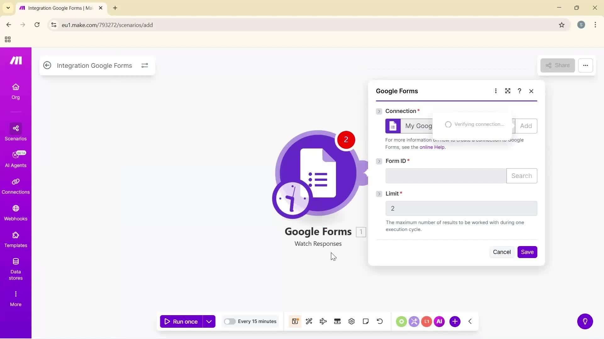 Creating an automation workflow screenshot