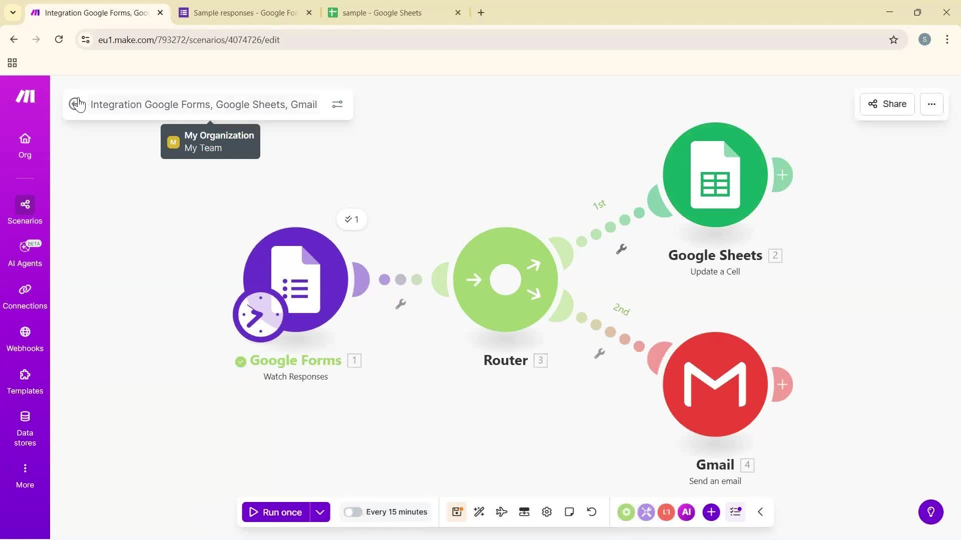 Creating an automation workflow screenshot