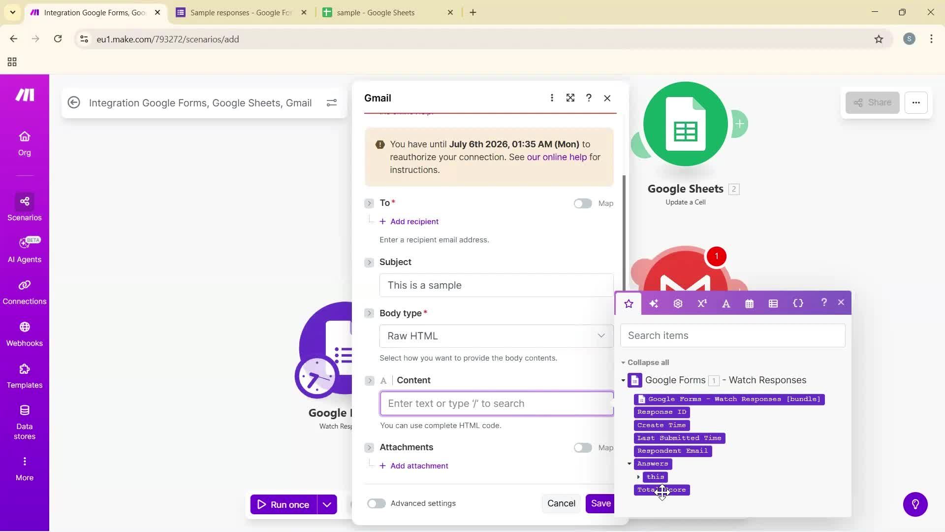 Creating an automation workflow screenshot